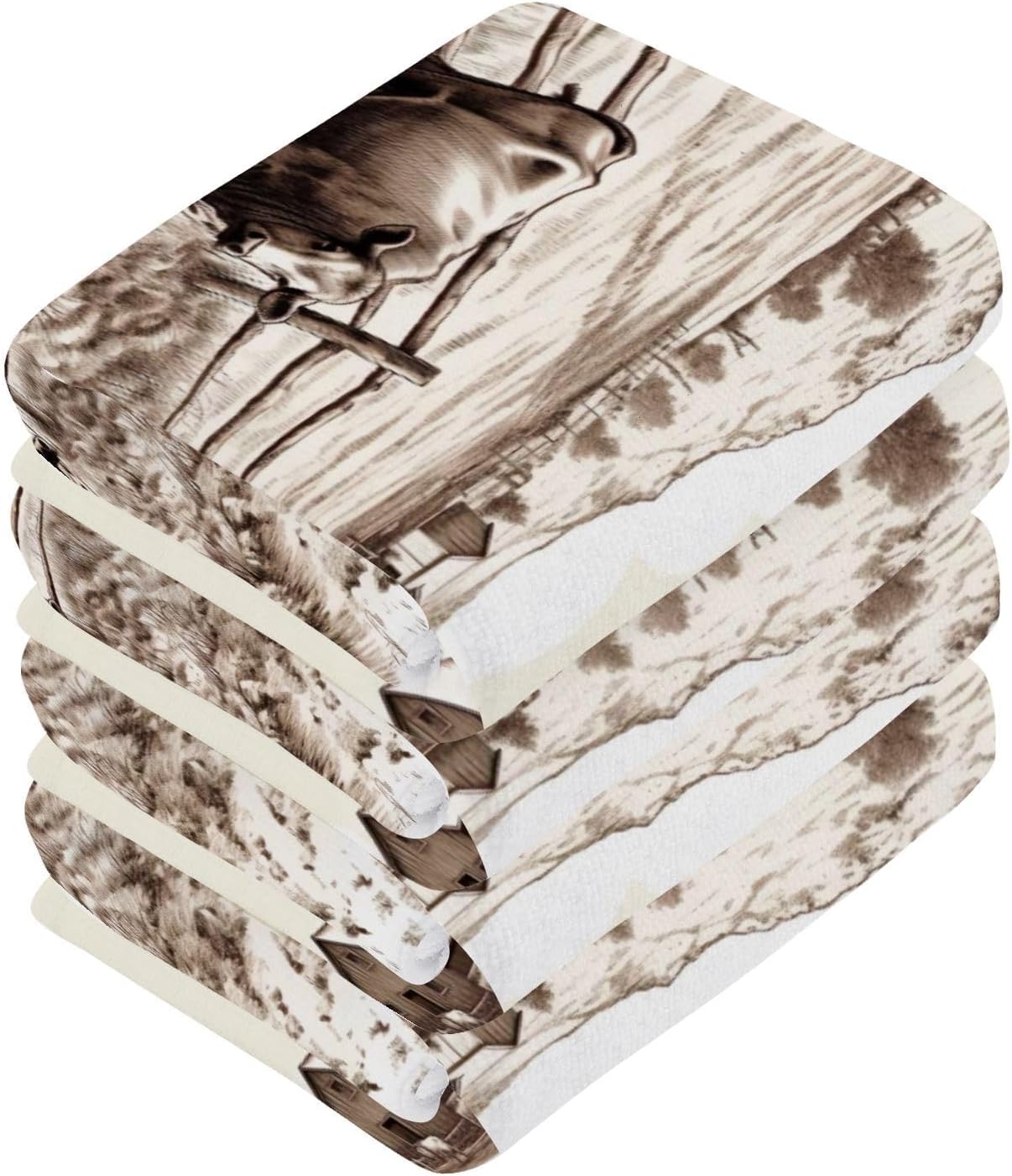 Cows in Countryside Washcloth Set 12x12