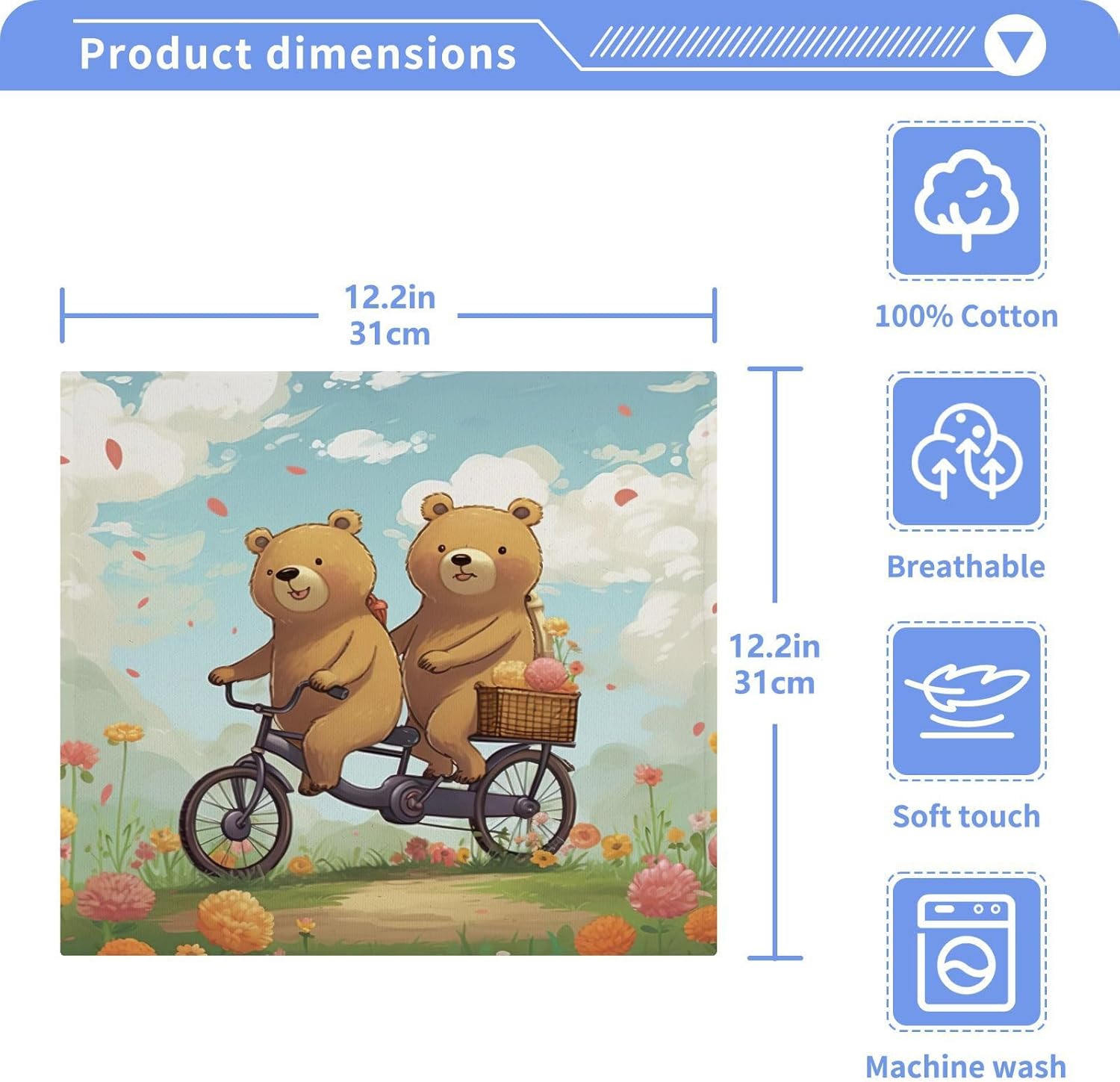 Cartoon Bear Washcloth Set