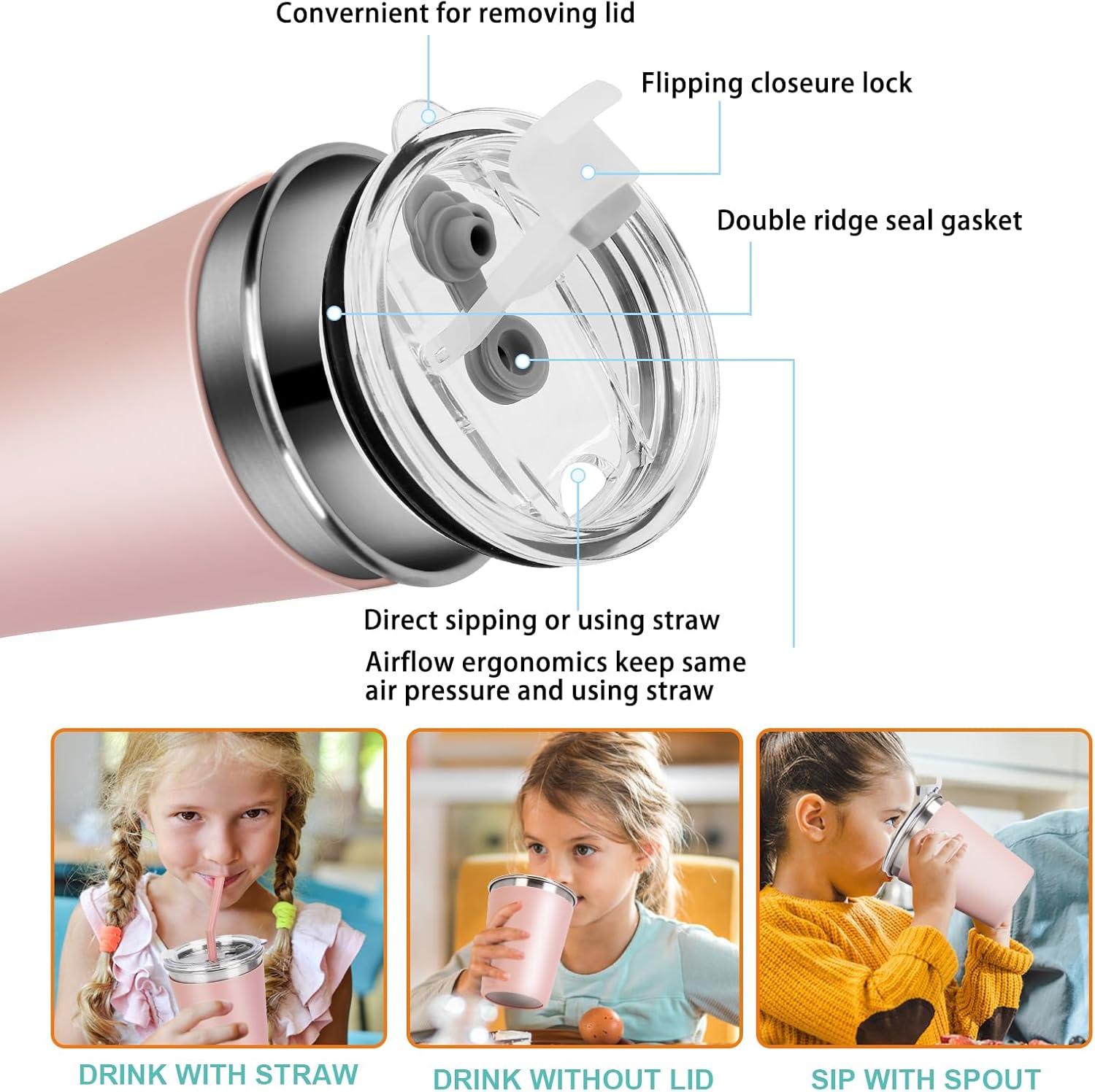 Sturdy Spill-Proof Kids Sippy Cups with Silicone Straws