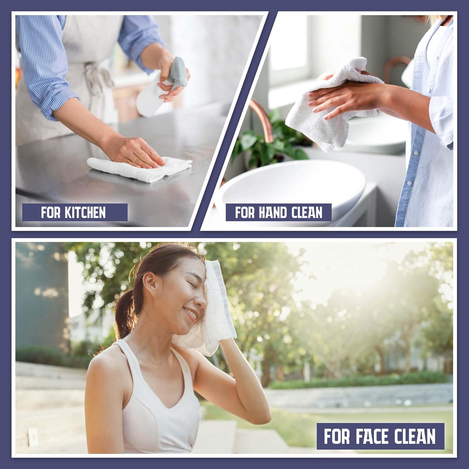 12x12 Inches White Wash Cloths 12 Pack Face and Body Towels