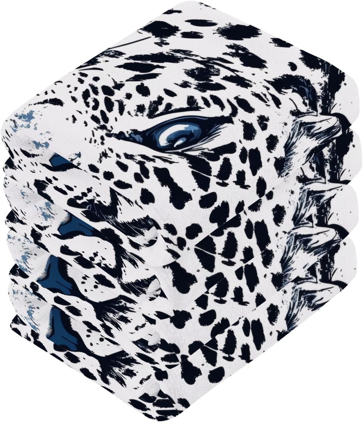 Pure White Leopard Print Washcloths 4-Pack