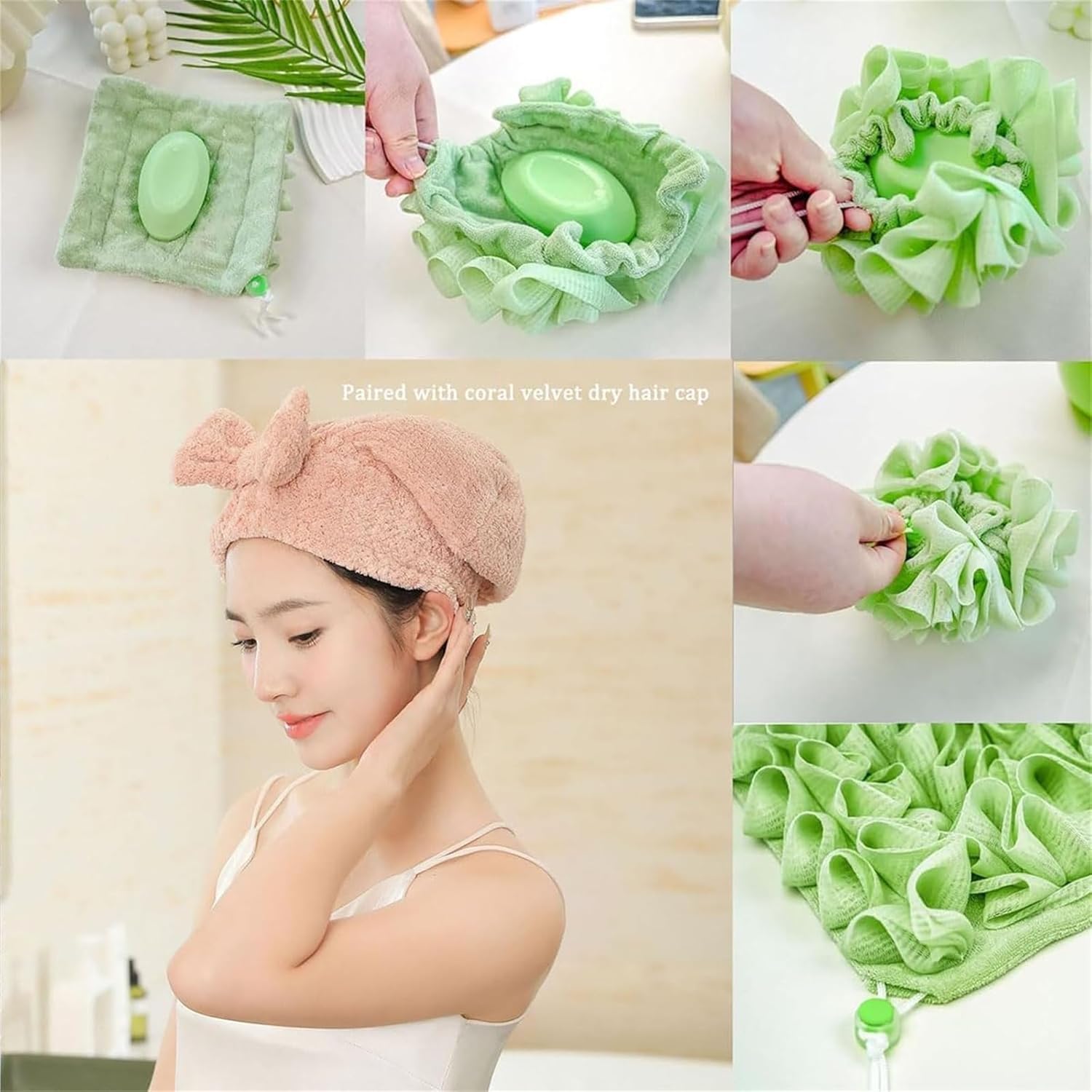Loofah Washcloth for Bar Soap Wash Cloth Loofah Combo Coffee