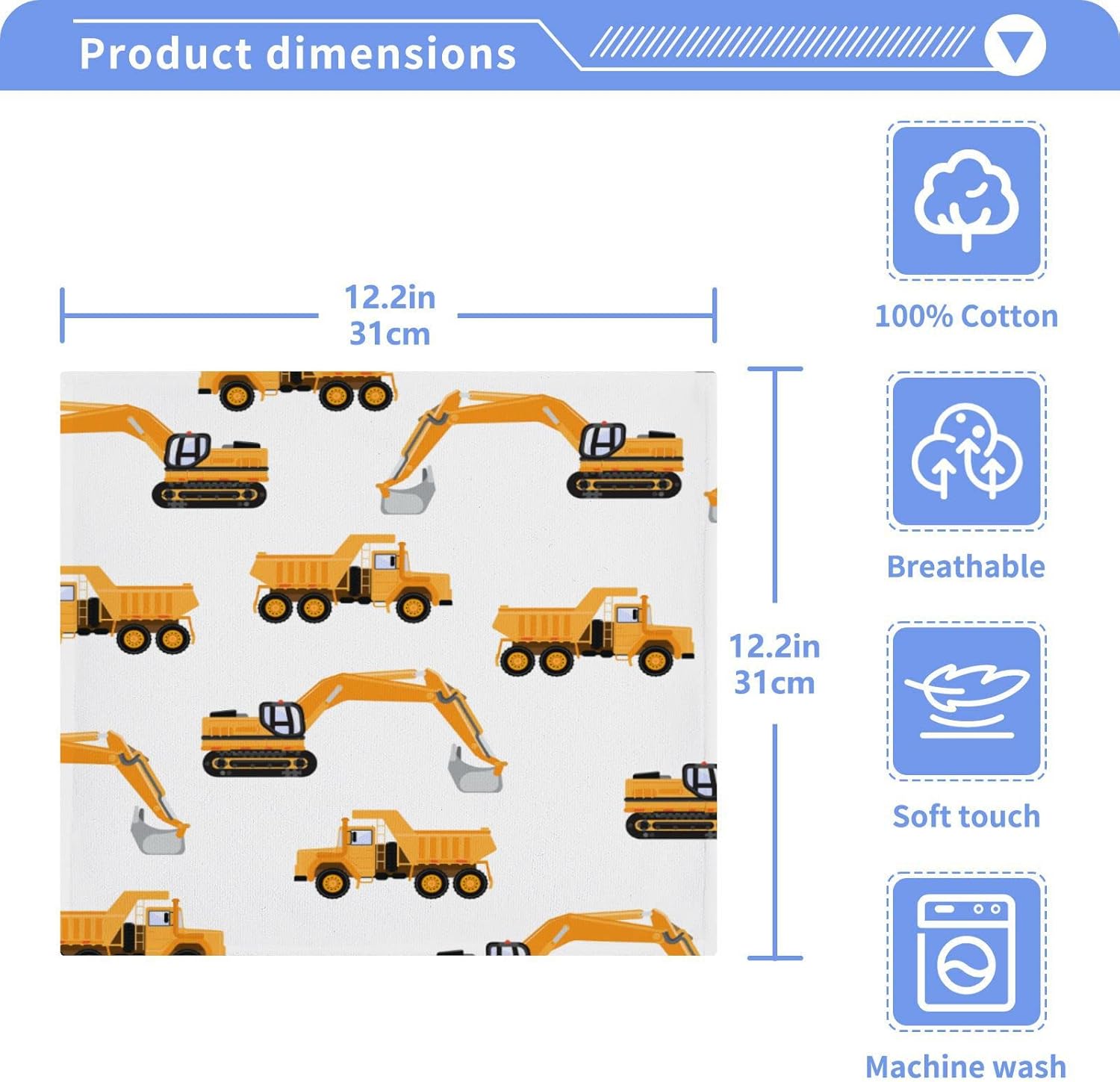 SUABO Soft Cotton Bath Washcloth for Kids and Industrial Use 4-Pack