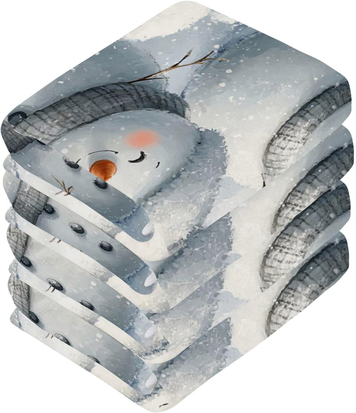 2-Pack Cute Snowman Washcloths for Bathroom