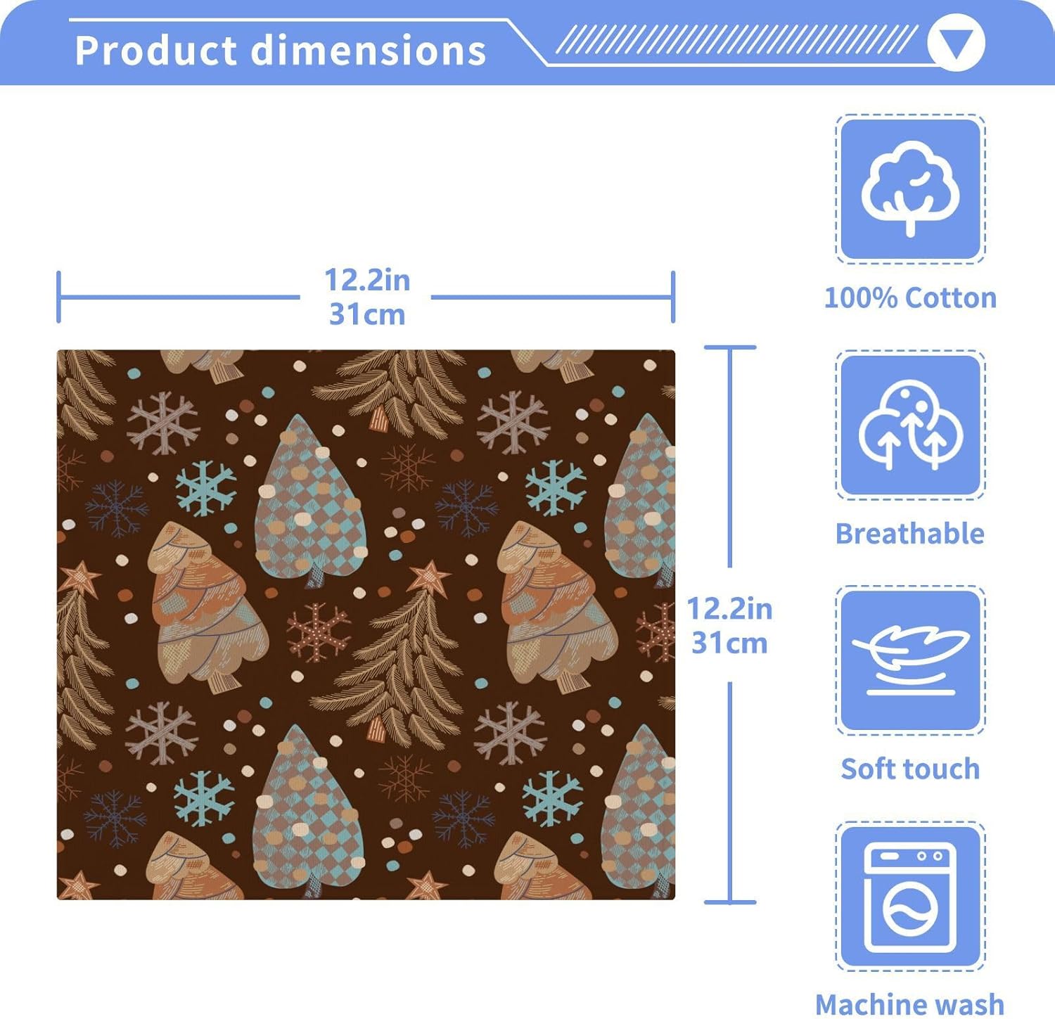 Burbuja Christmas Trees - Cotton Washcloths Set of 2 - Fingertip Towels