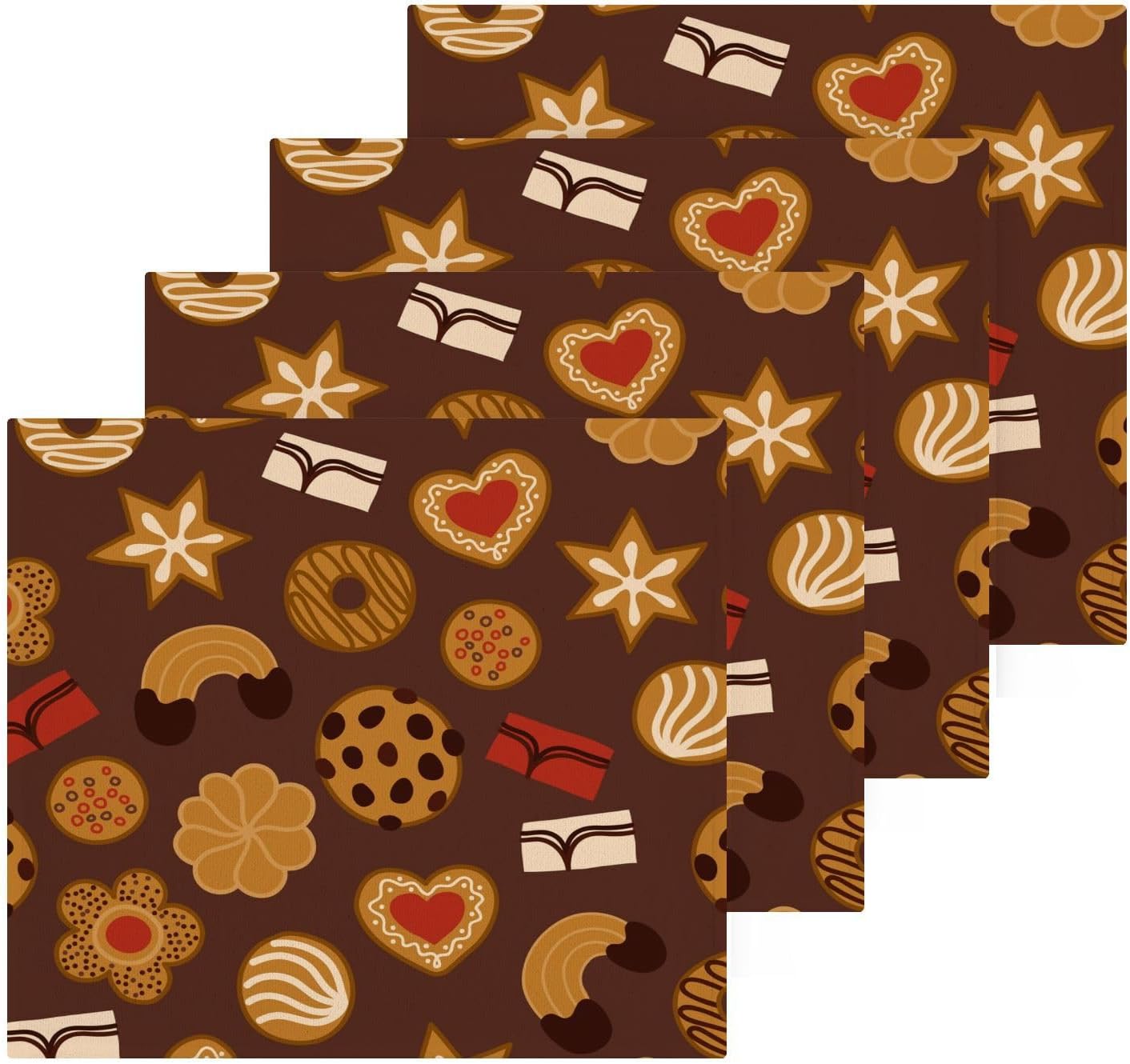 Kigai Christmas Cookie Washcloth Set - Pure Cotton Soft Absorbent for Bath