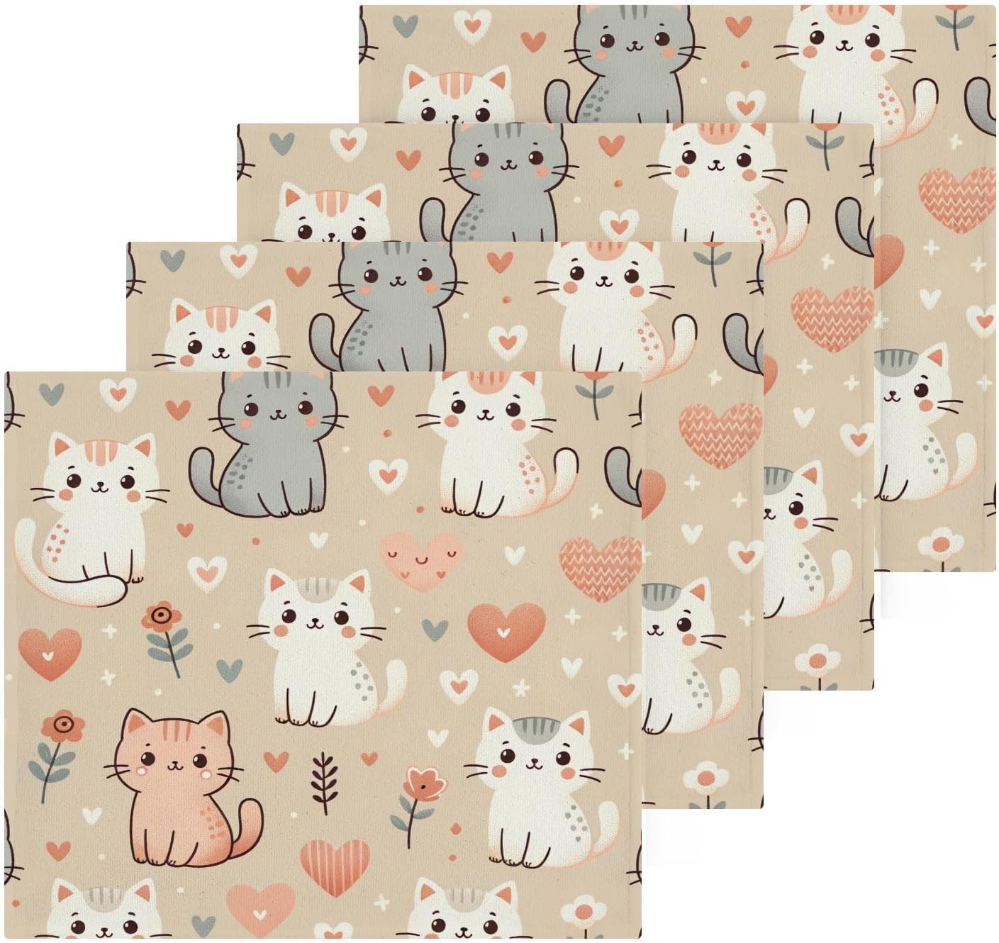 Haskirkys Little Cats - 4-Pack of Soft Absorbent Washcloths