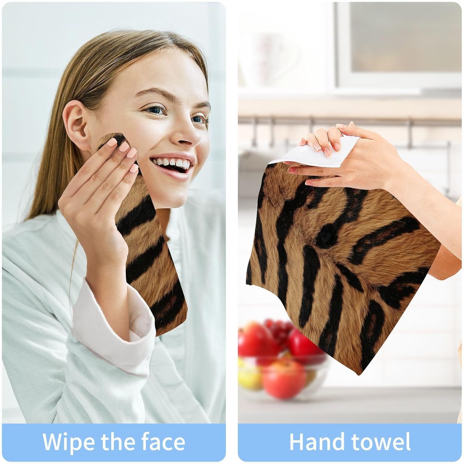 VIBRANT Tiger Skin Texture 2-Pack Washcloths for Bathroom