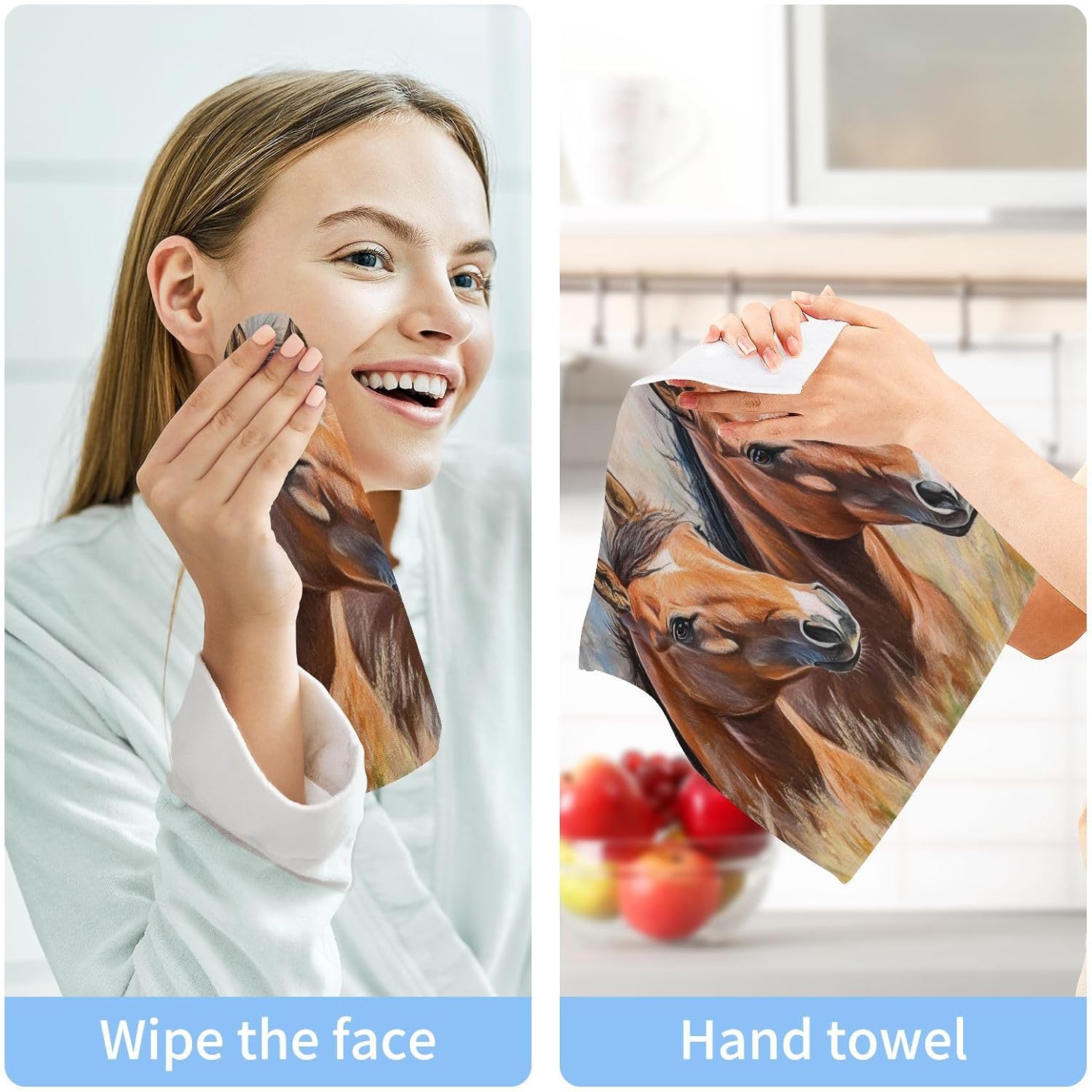 Your New Essential 2-Pack Pastel Horses Washcloths