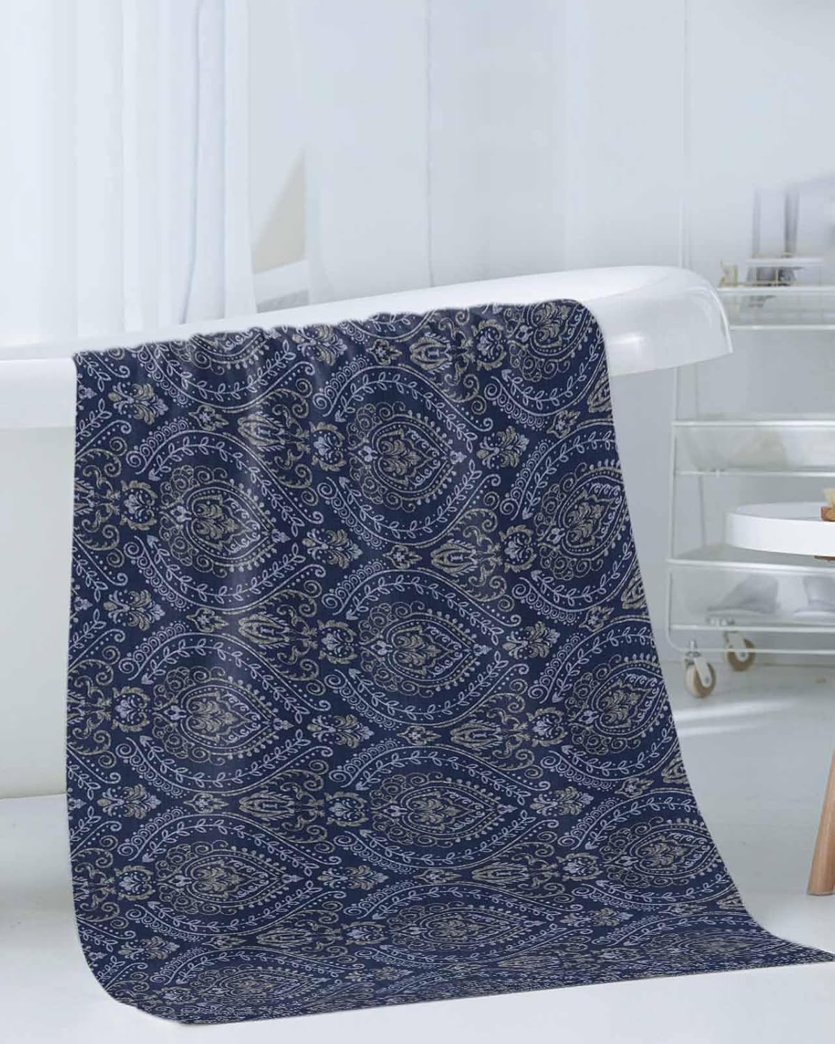 Navy Mandala Paisley Bathroom Towel Set