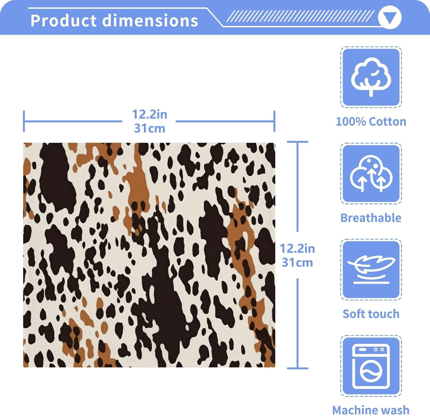 Xigua Cow Print Washcloths - 2 Pack 12x12 Inches