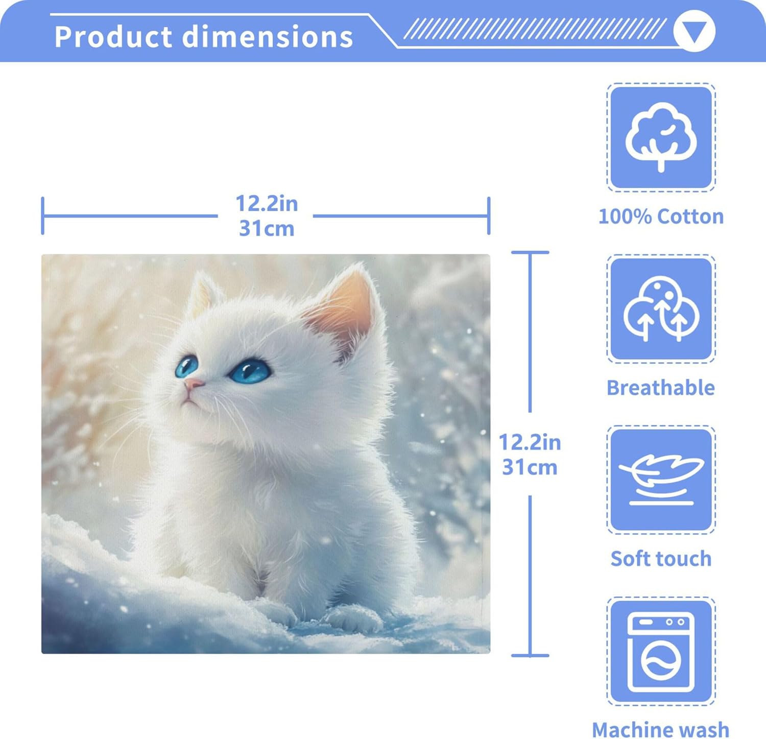 Qilmy Cute Kitten Washcloths Soft Absorbent and Durable for Your Bathroom