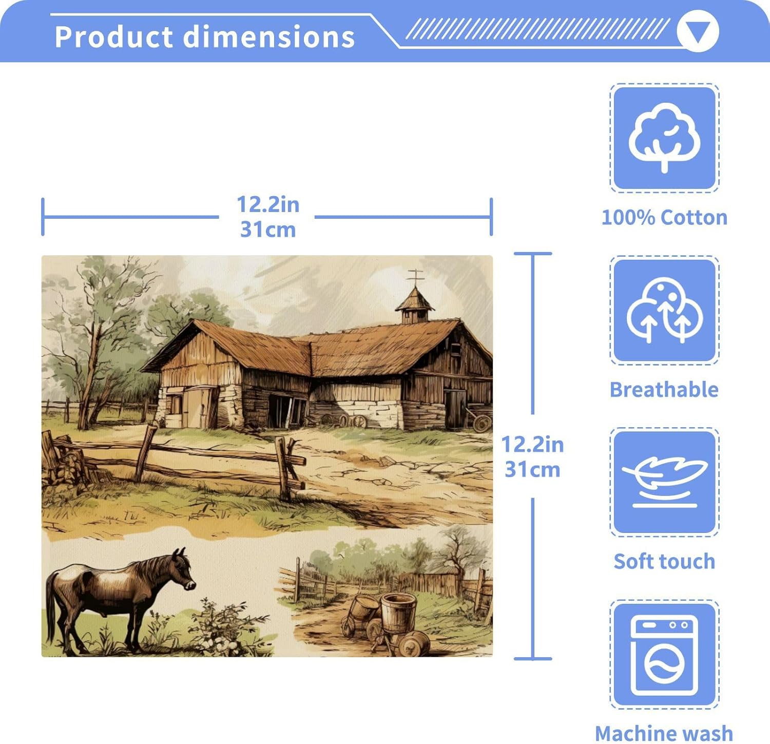 Xigua Farm Animals Washcloths