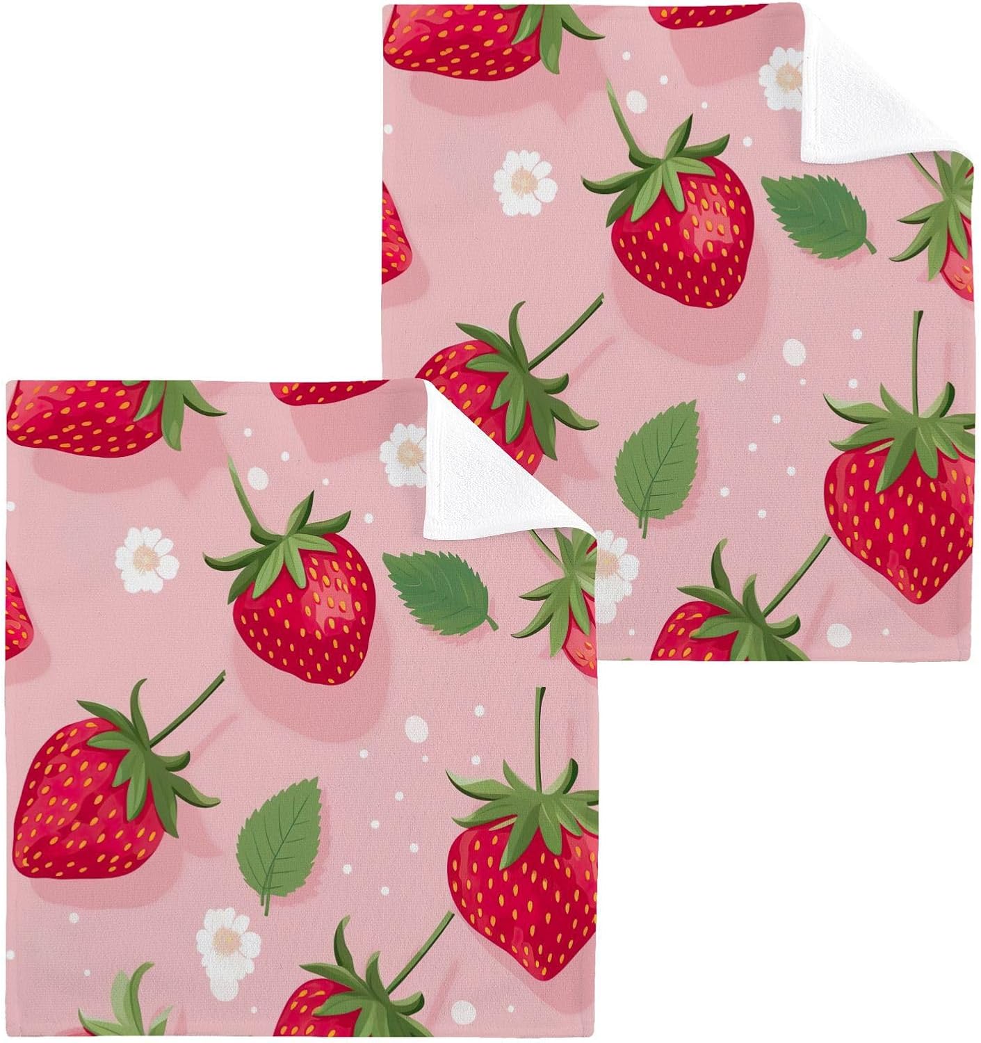 Strawberry Washcloth Set Perfect for Washdowns Soft Reusable Towels