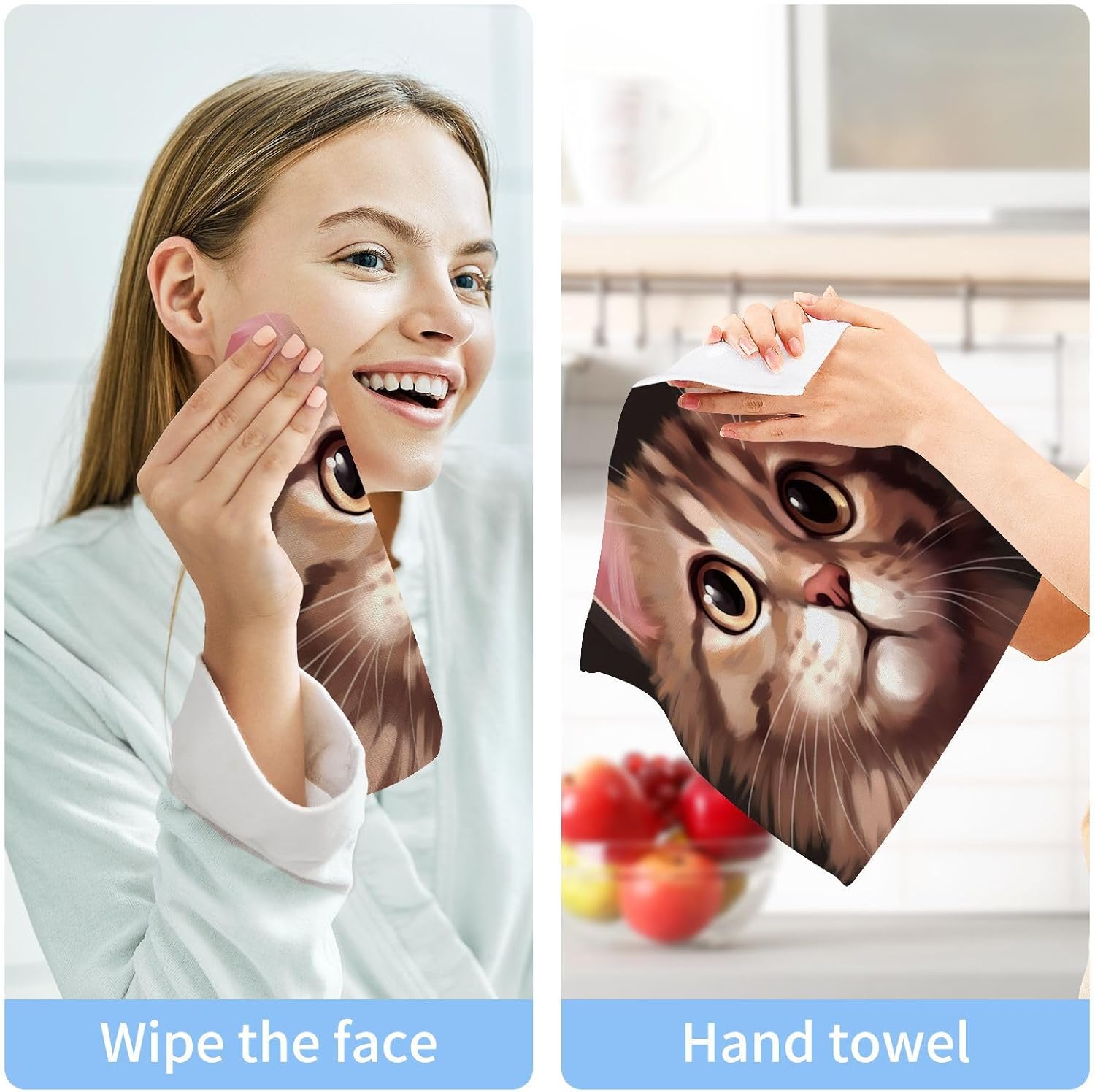 Cute Brown Cat Washcloth 12x12