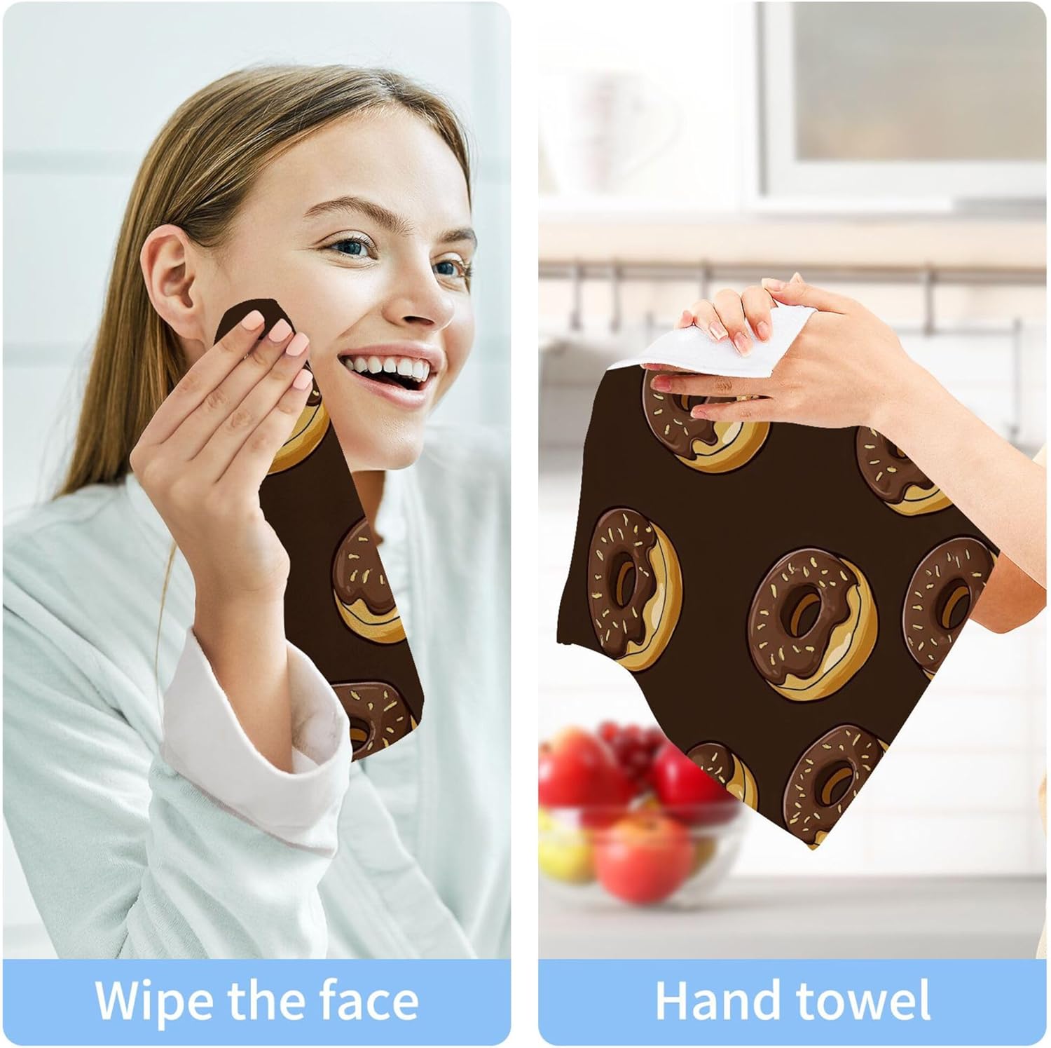Xigua Chocolate Doughnut Washcloth Set - Fast Drying Towels