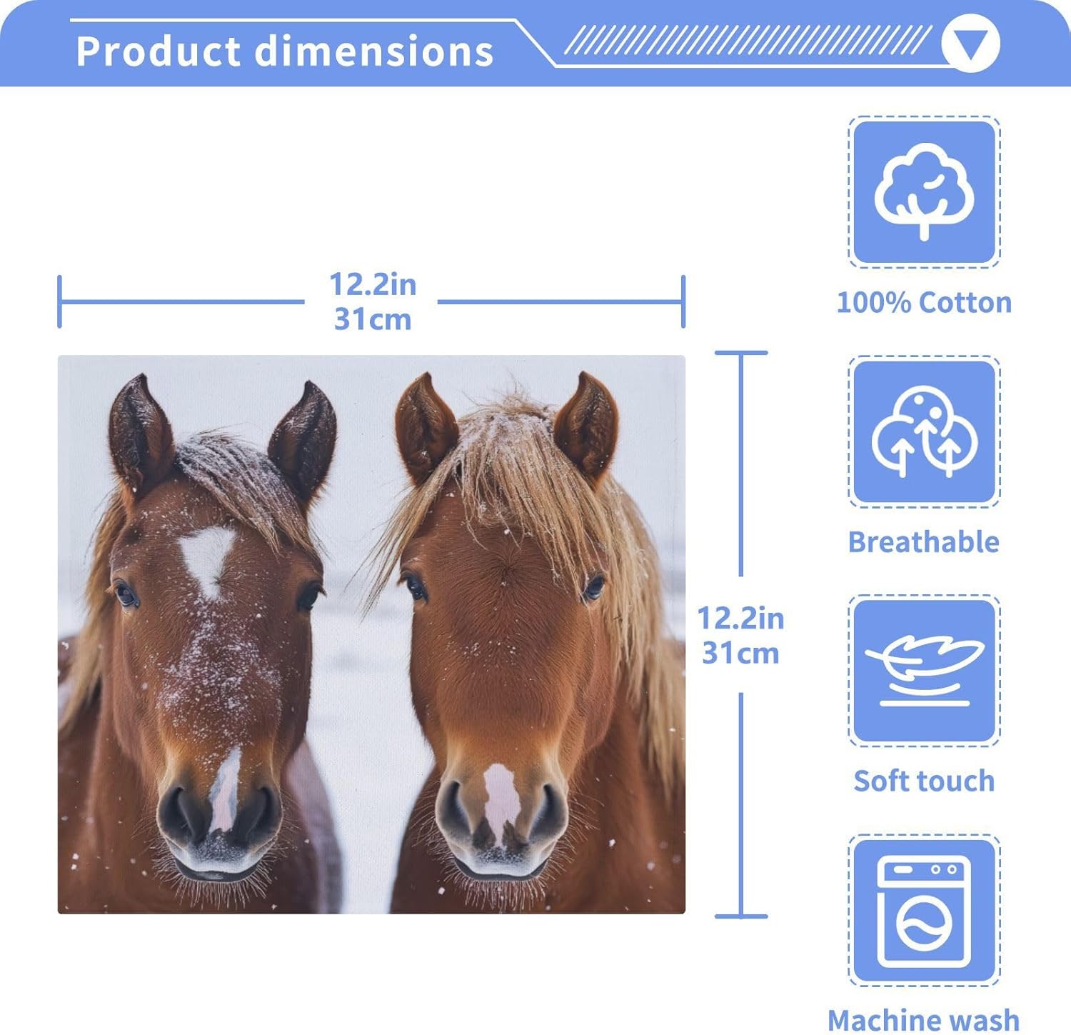 Heads-Up on a Gdeal Two Wild Horses 12x12 Cotton Washcloths