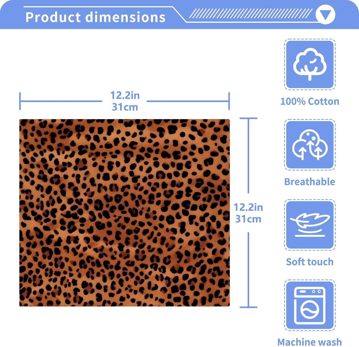 Kigai Leopard Print Washcloths Soft Absorbent Face Towels 2-Piece Set