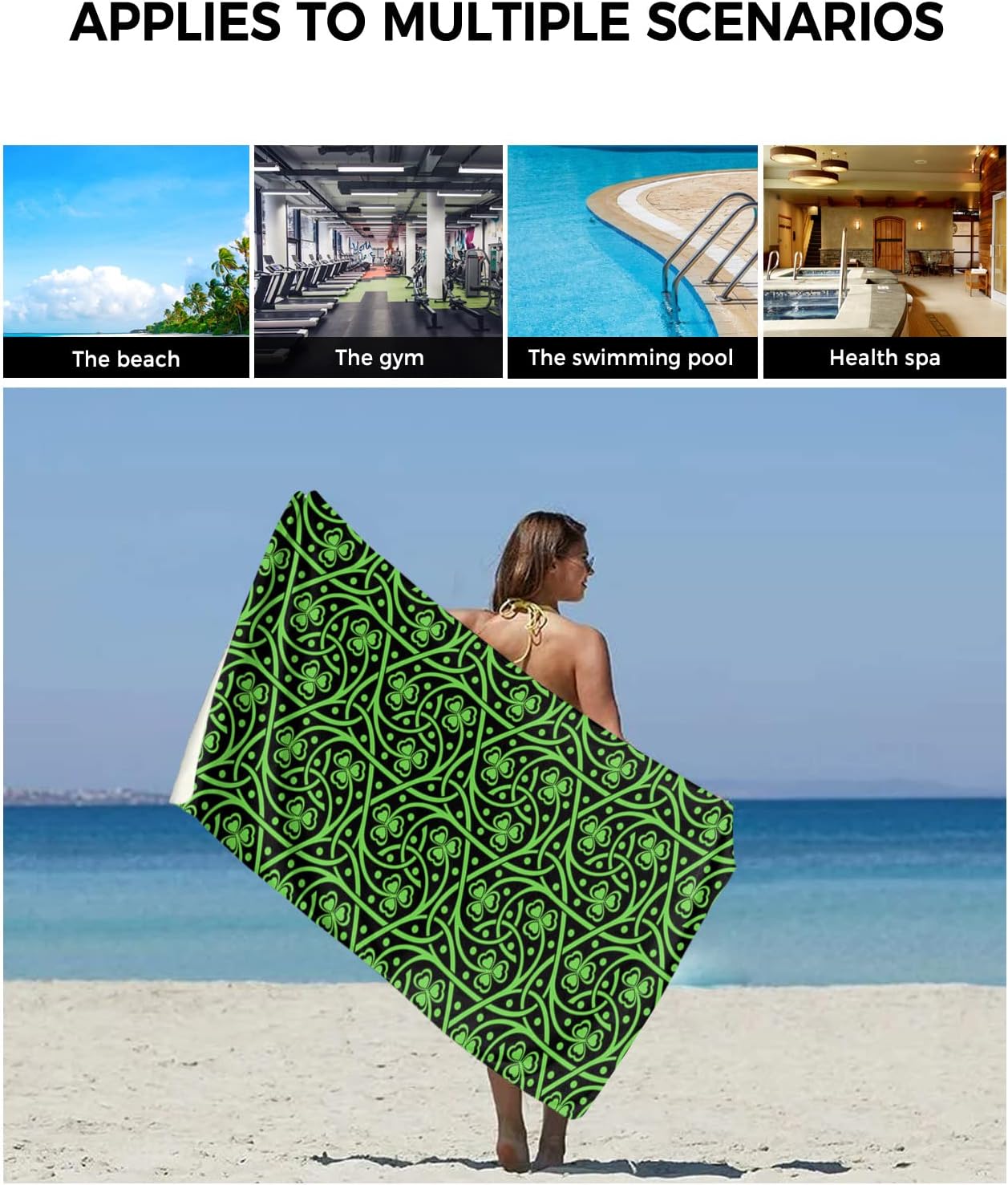 St Patricks Day Shamrock Bathroom Towel Set Collectible Luxurious Microfiber Dish Towels