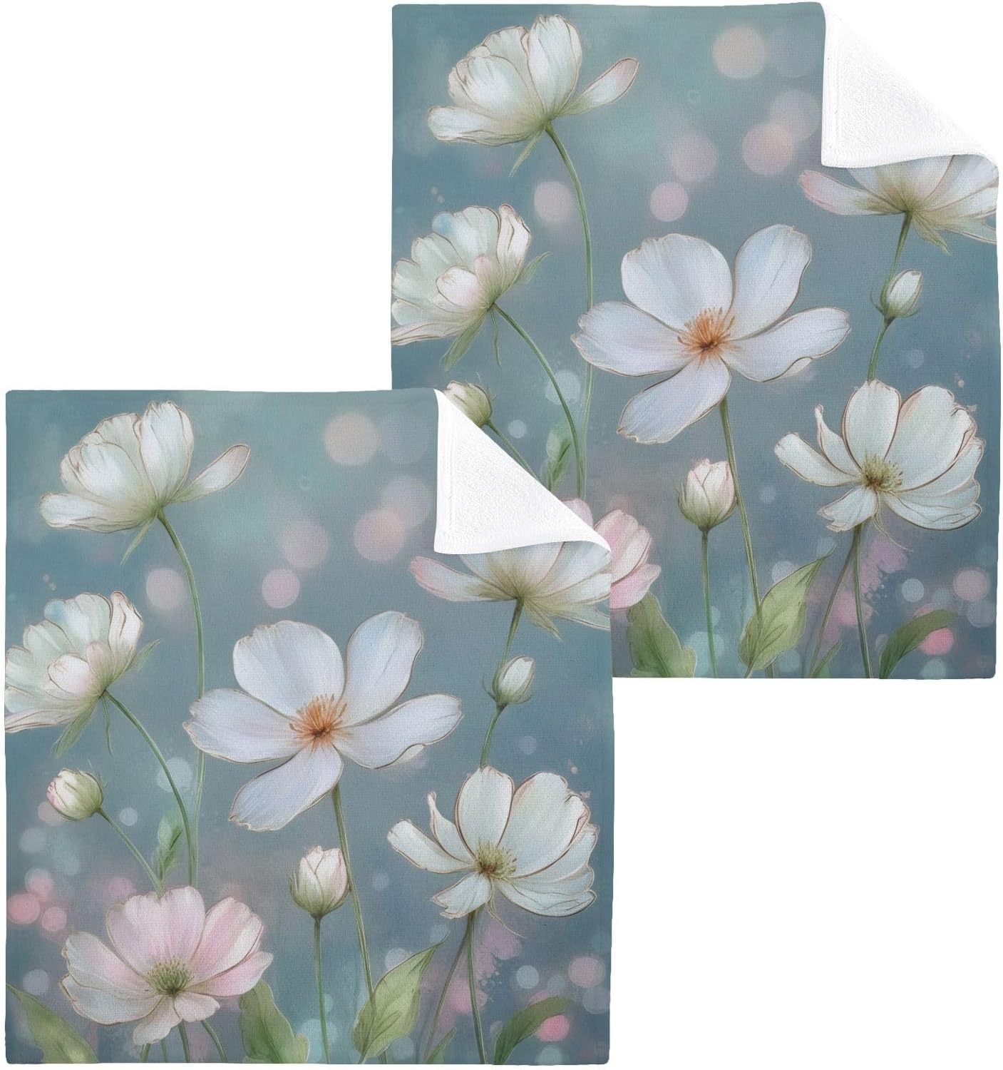 FUGIDOG Floral Design Washcloth Set - Soft Absorbent for Daily Use