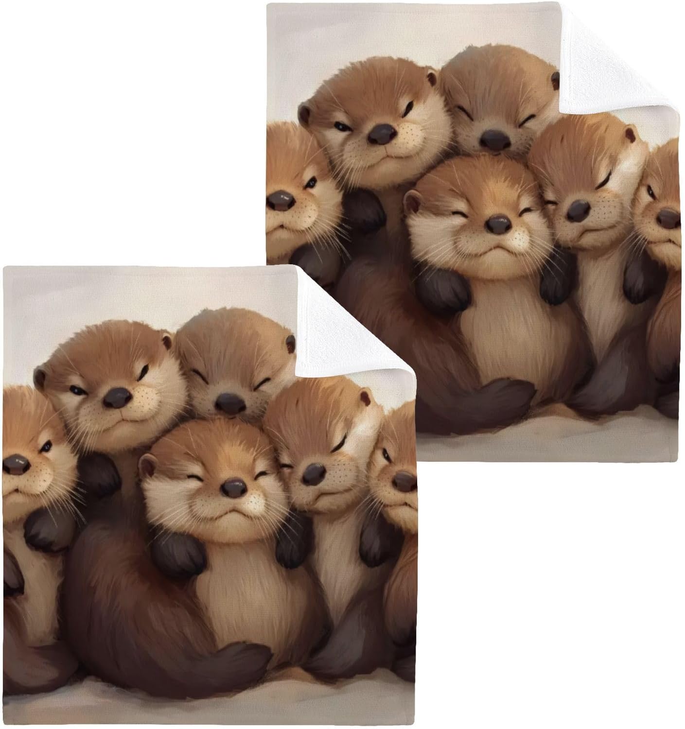 2-Pack Cute Otters Washcloths for Bathroom