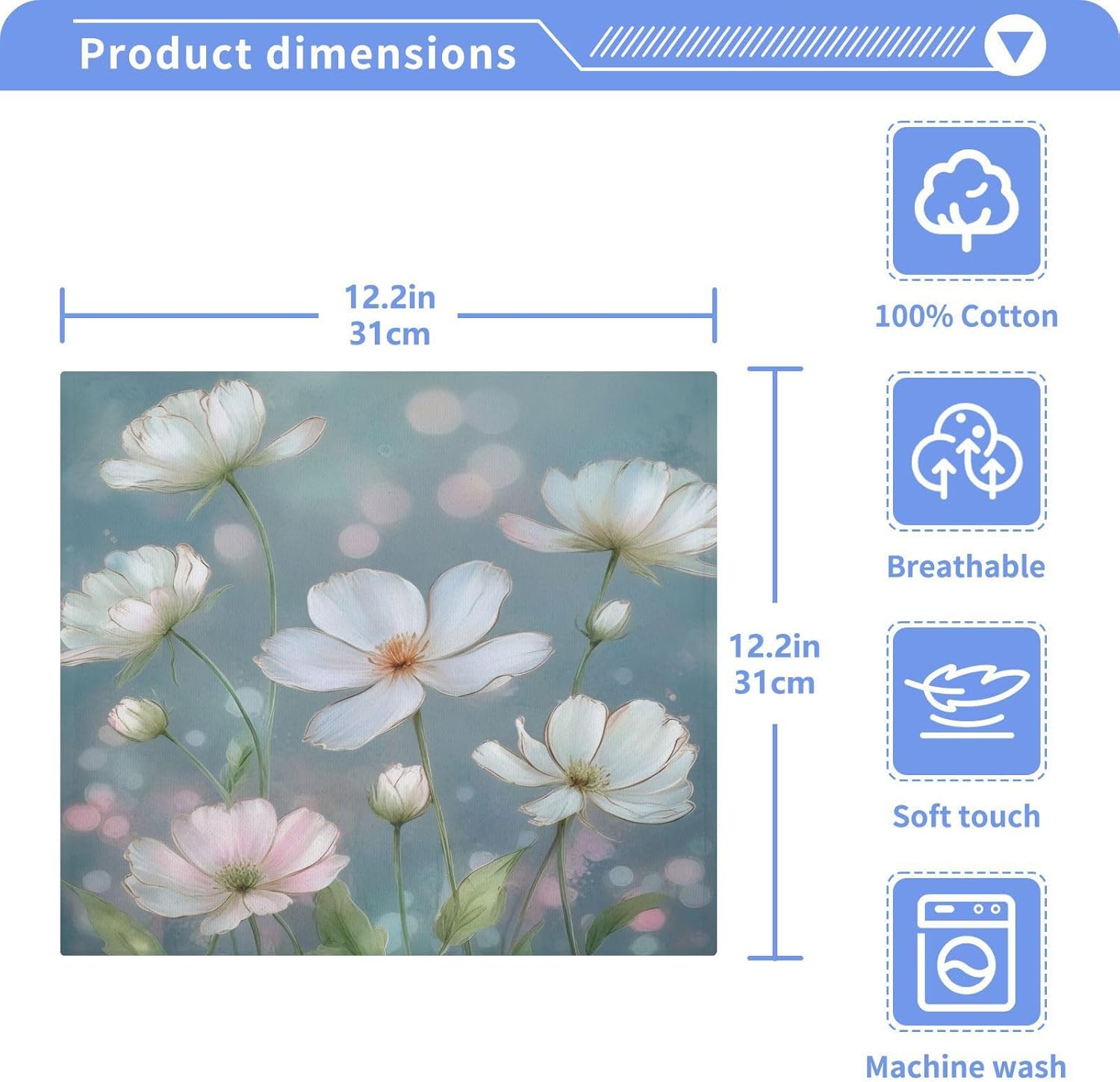FUGIDOG Floral Design Washcloth Set - Soft Absorbent for Daily Use
