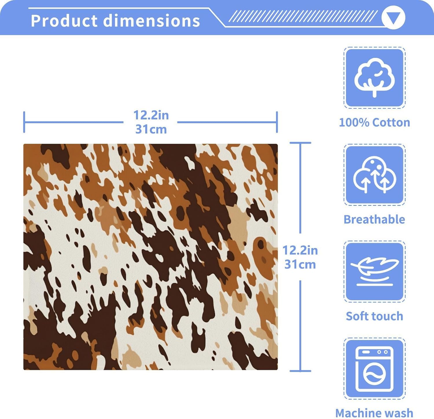 xigua Cow Print Washcloths Towels