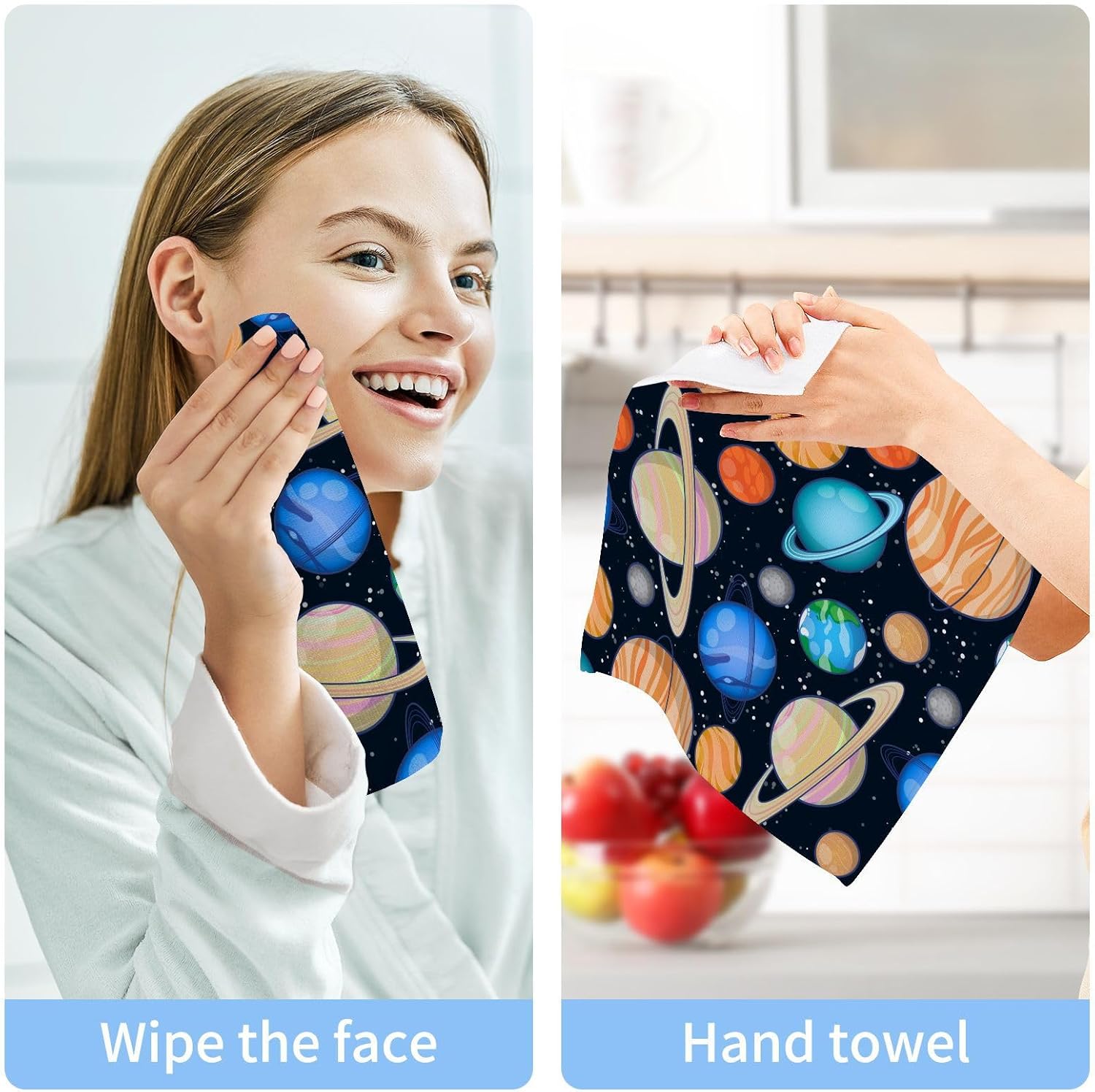 WELLDAY Cartoon Solar System Washcloths 2 Pack