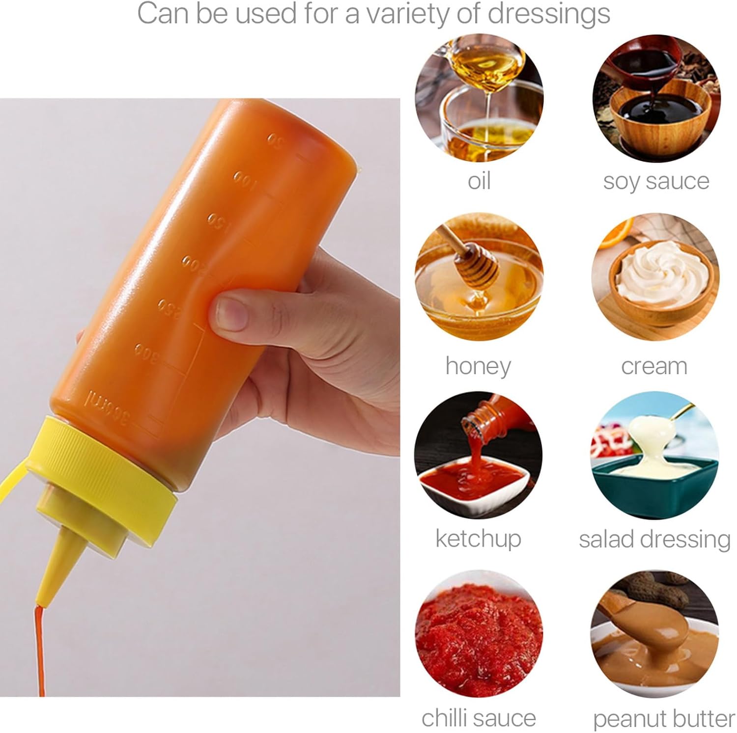 3-PIECE REusable SQUEEZE BOTTLES LEAK-PROOF MEASURING CAPS FOOD-GRADE KITCHEN ESSENTIALS