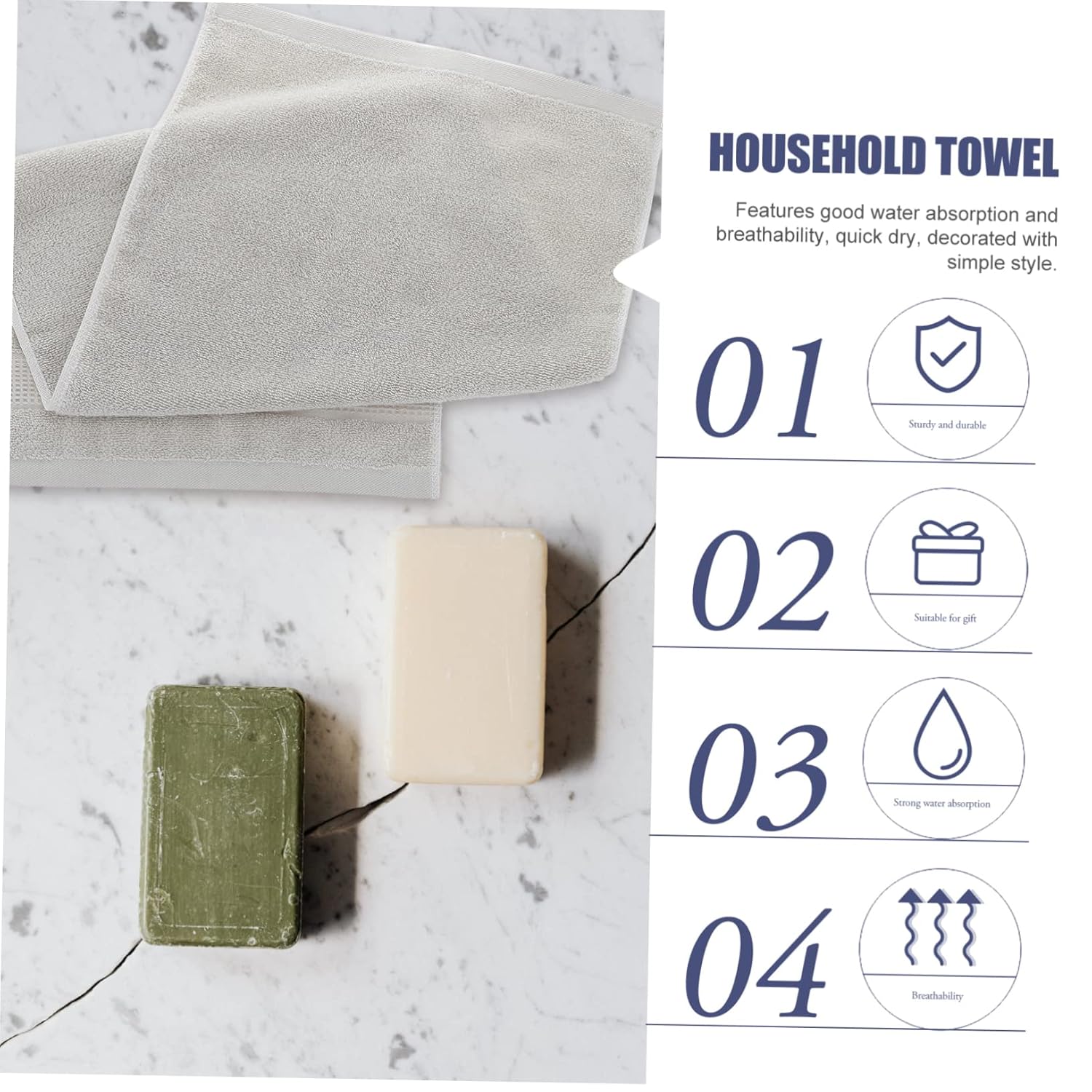 MERRYHAPY Thick Absorbent Cotton Face Towel