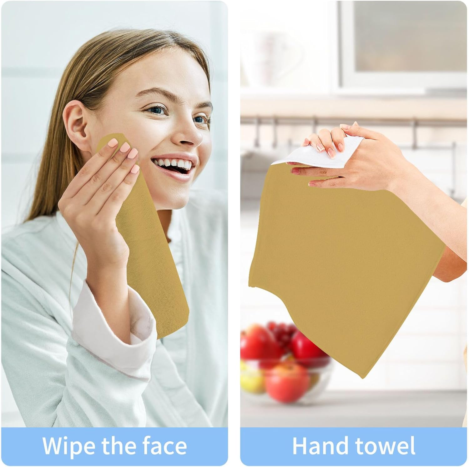 KEIGE 2Pcs Brown Washcloths 12x12in Quick Drying Absorbent Soft Bathroom Towels
