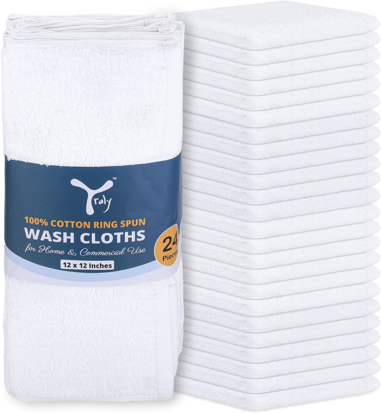 Premium 100 Cotton Washcloth Set - 24 Soft Thick Absorbent