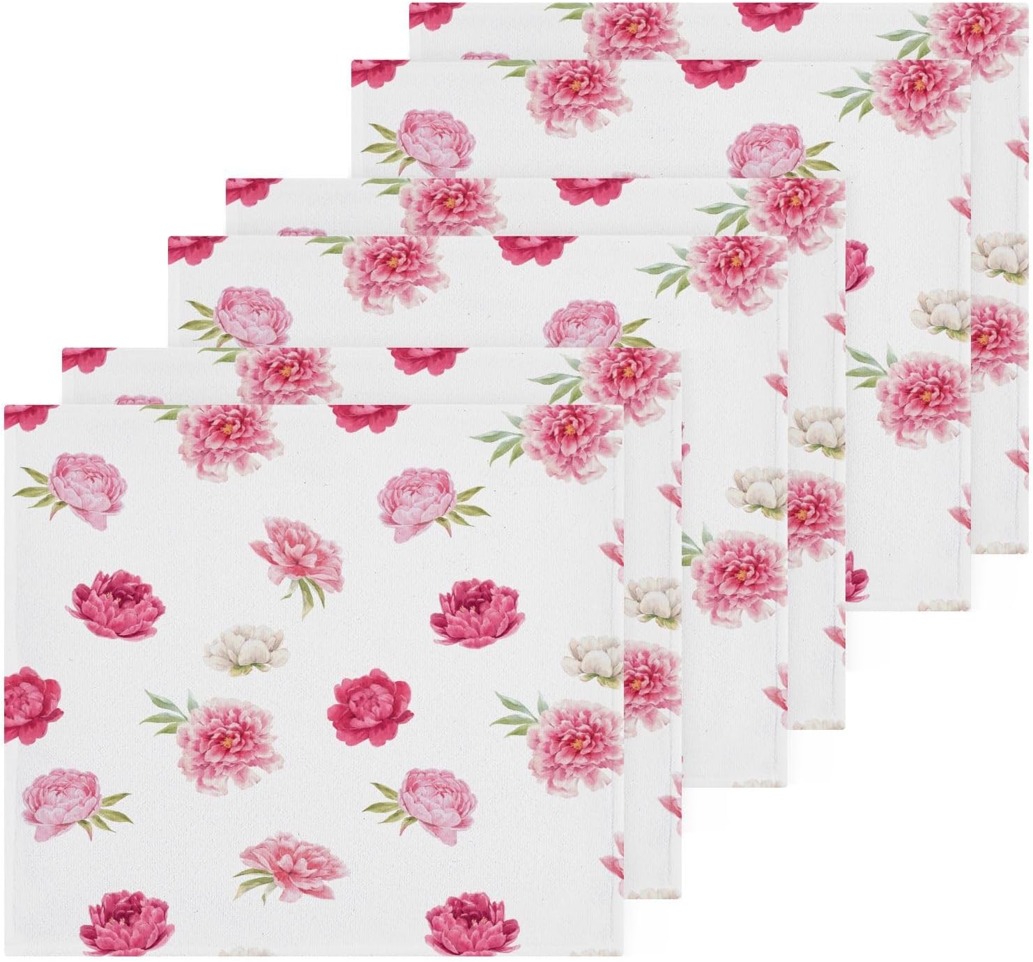Relaxing Pink Floral Washcloths Soft Absorbent 12x12 2-Pack