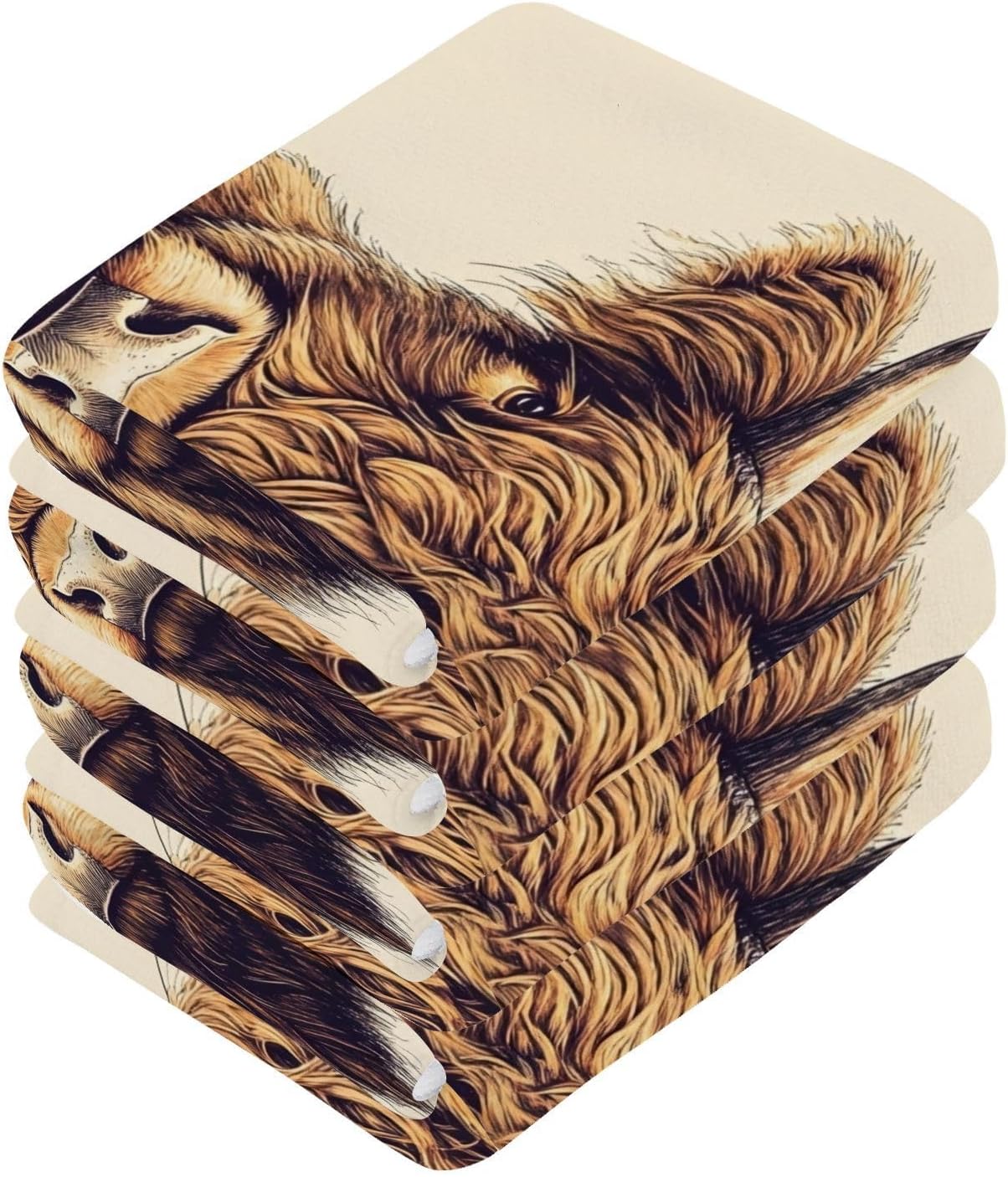 WELLDAY Highland Cattle Washcloths 2 Pack 12x12 Inches