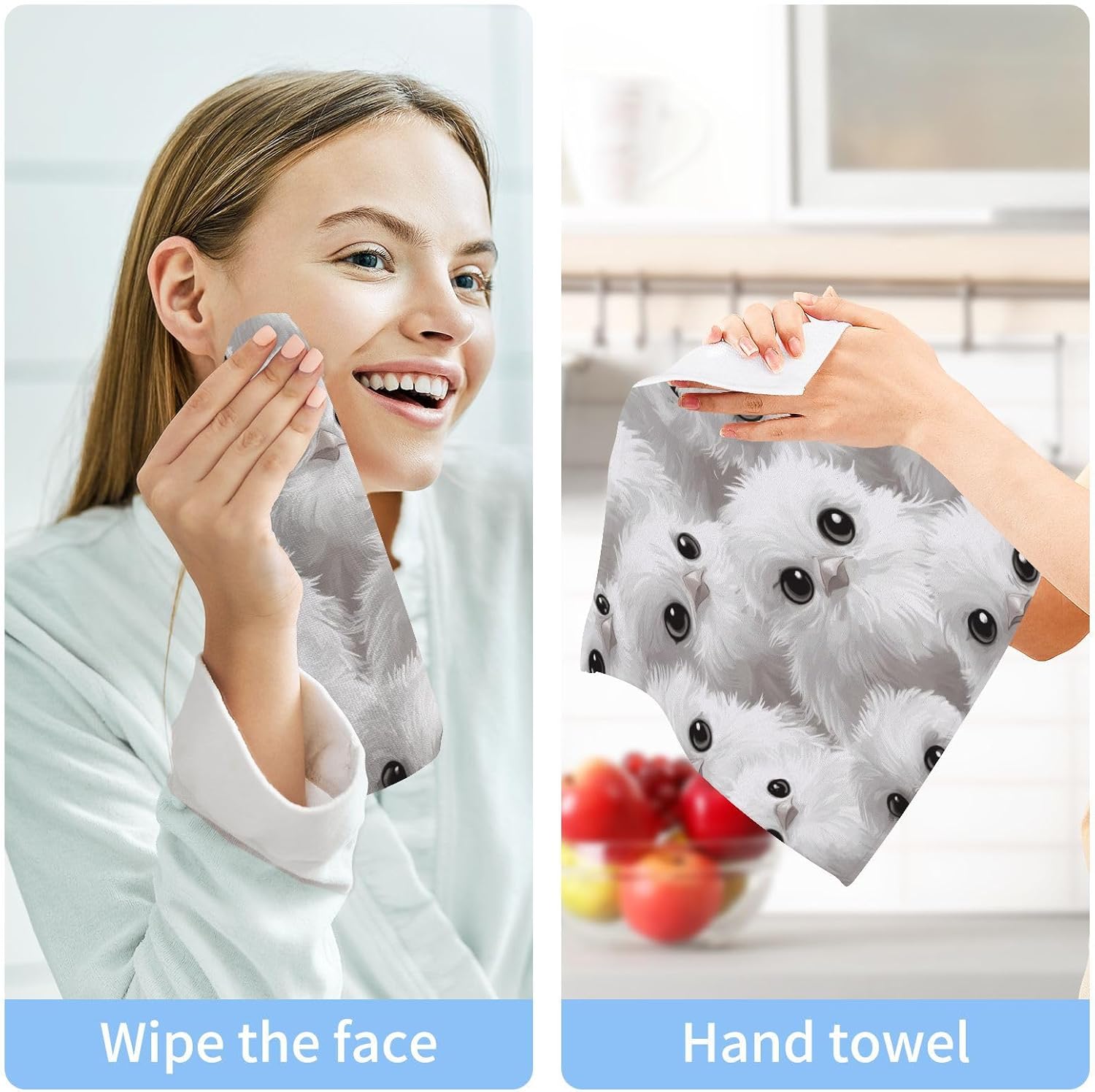 Fluffy 12x12in Washcloths Face Hand Towels 2-Pack of Soft Cotton Washcloths