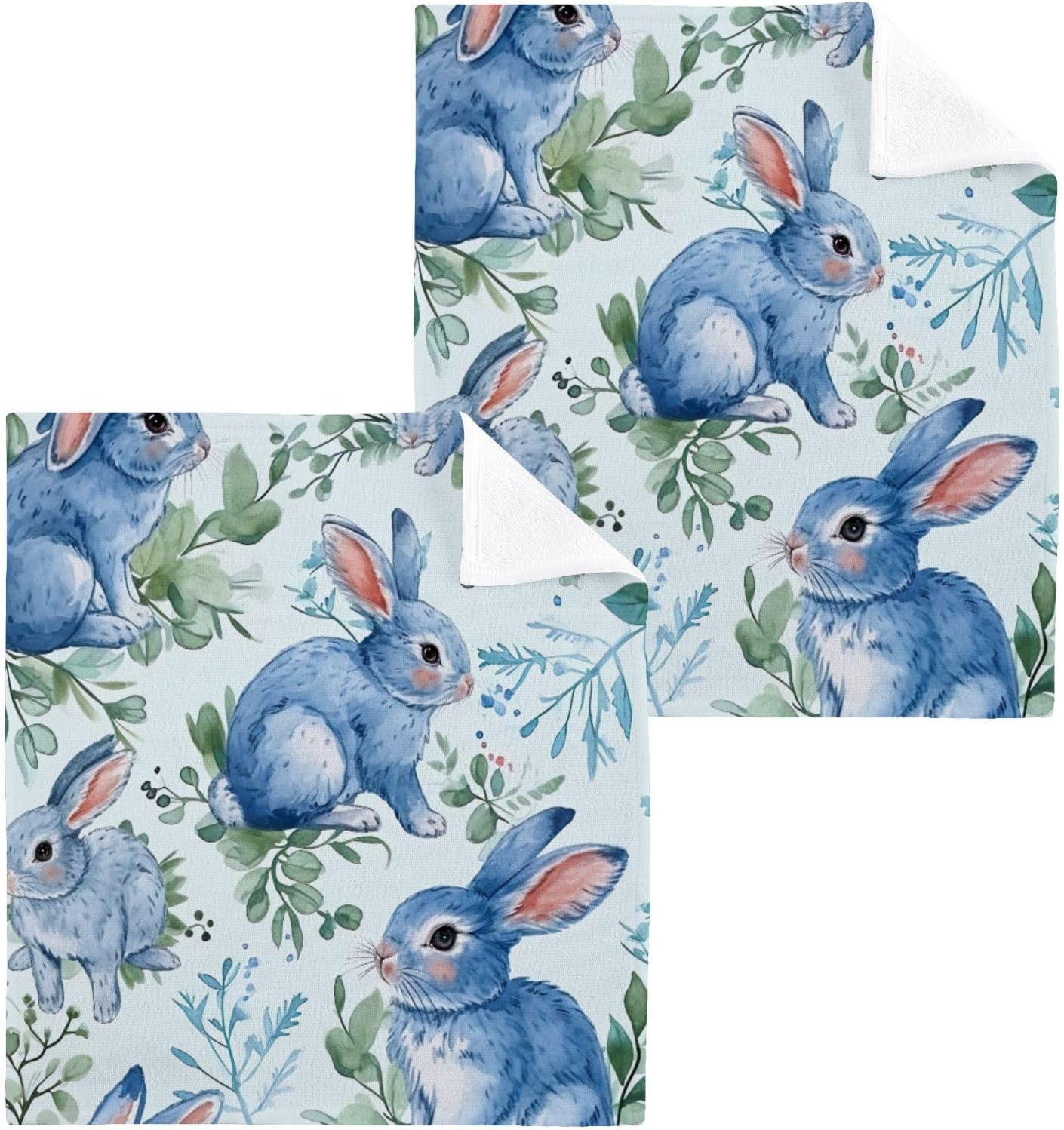 Easter Bunny Washcloth Set - Soft Radiant 12x12 Pure Cotton Set