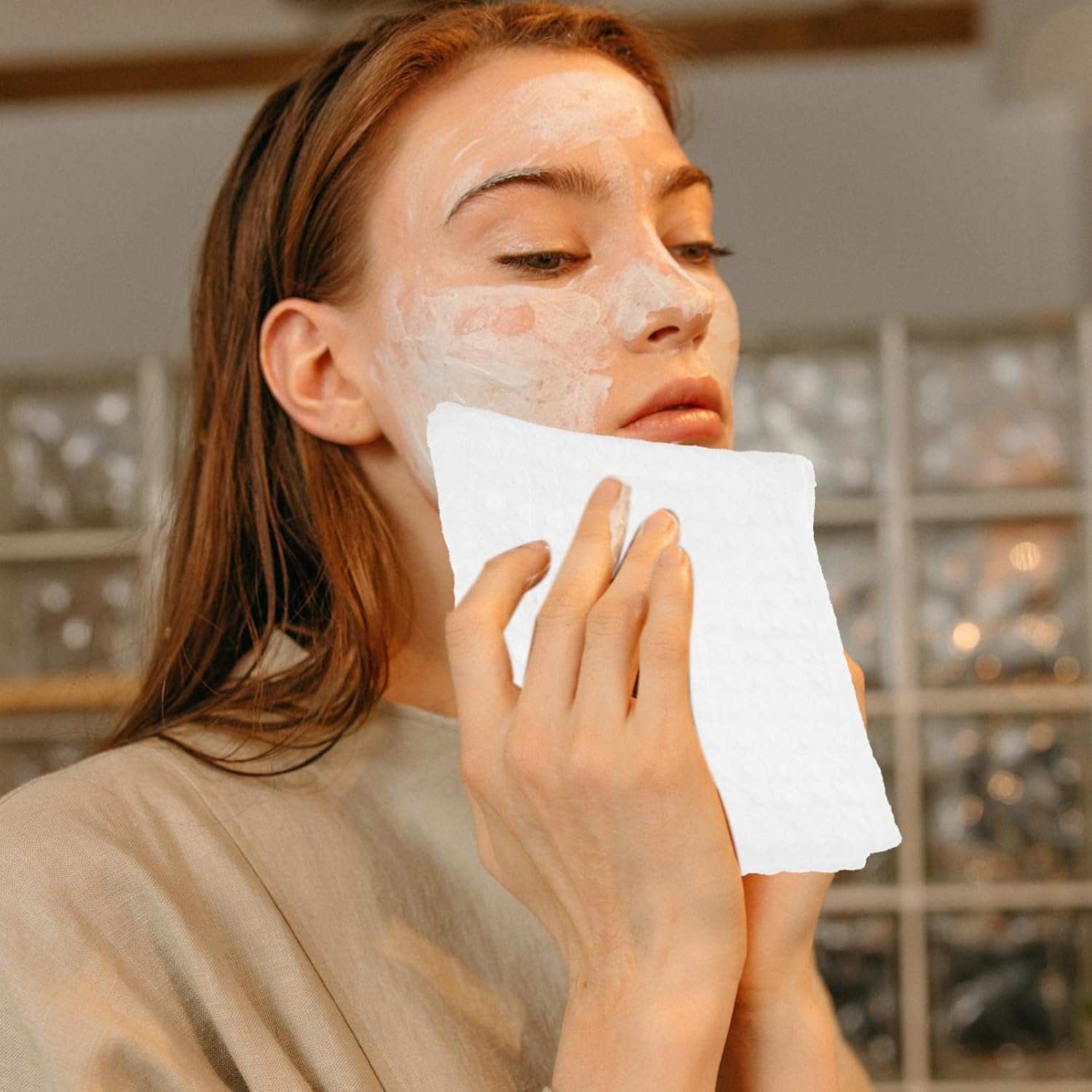 2-Piece Soft Waffle Face Towels for Fast Absorption Skin-Friendly