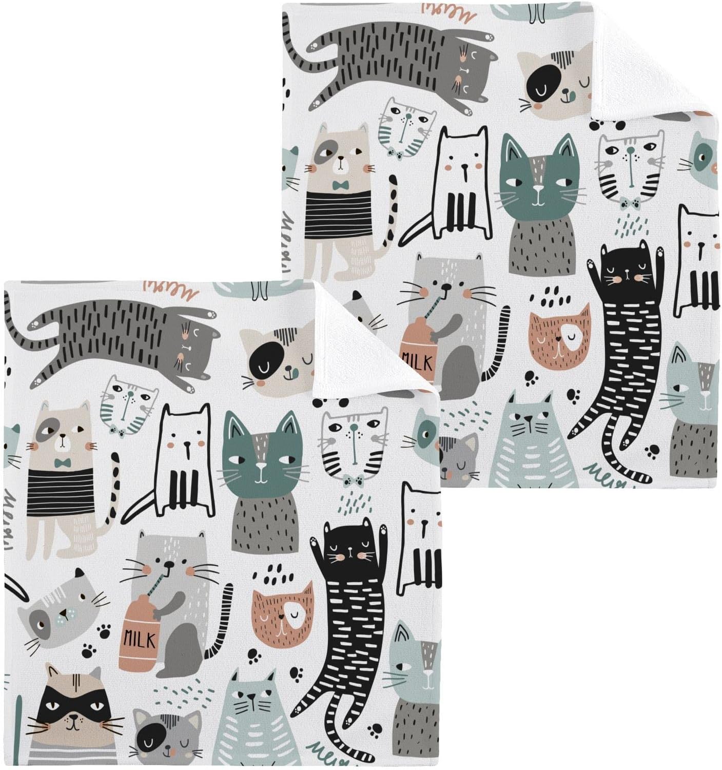 Burbuja Funny Cats Cotton Washcloths Set of 2