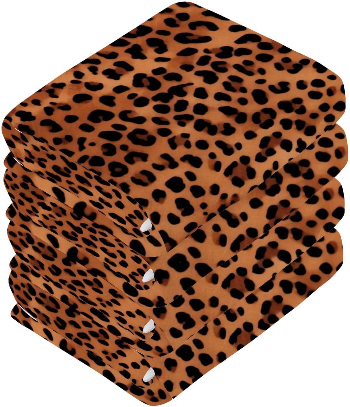 Kigai Leopard Print Washcloths Soft Absorbent Face Towels 2-Piece Set