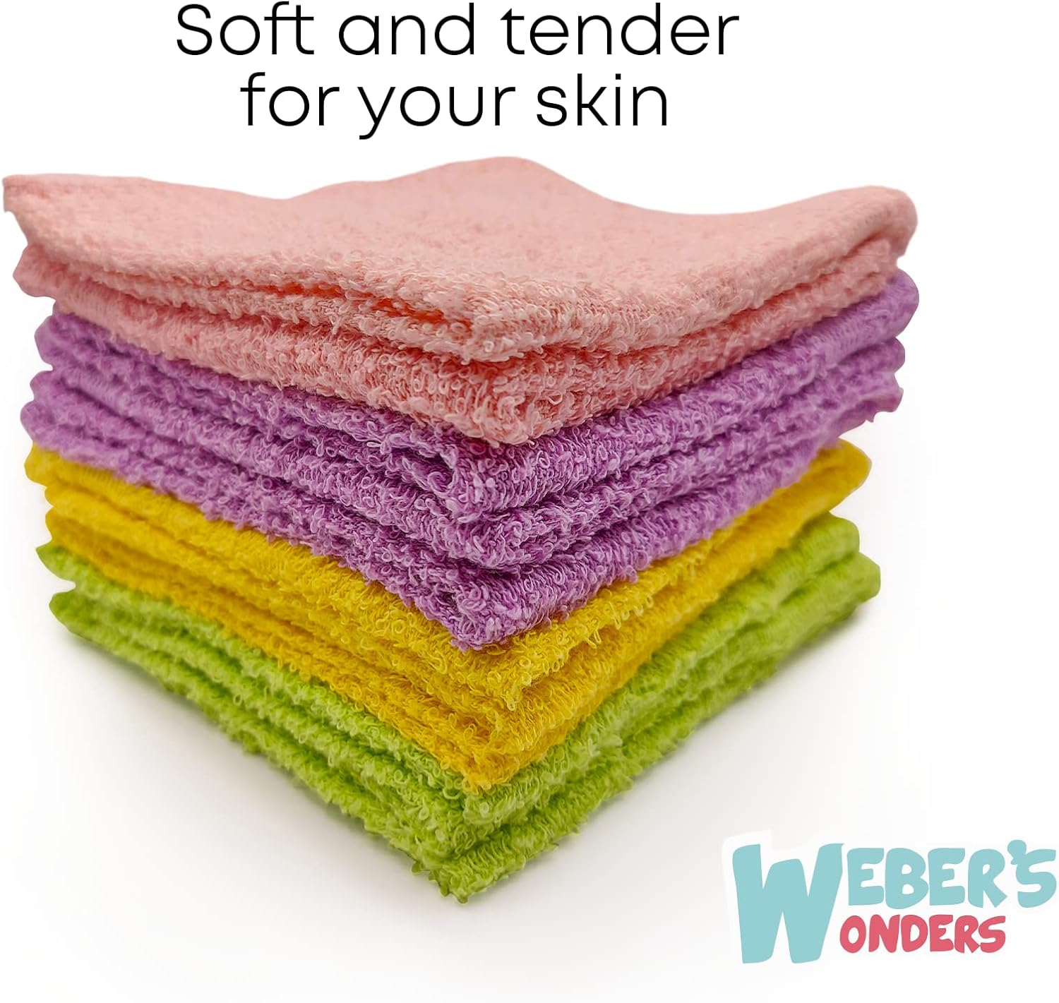 Webers Wonders 11 Pack Cotton Washcloths for Body and Face