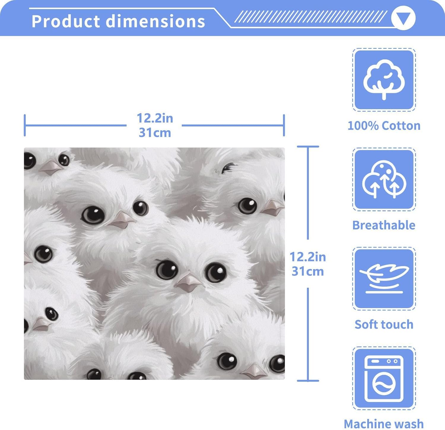 Fluffy 12x12in Washcloths Face Hand Towels 2-Pack of Soft Cotton Washcloths