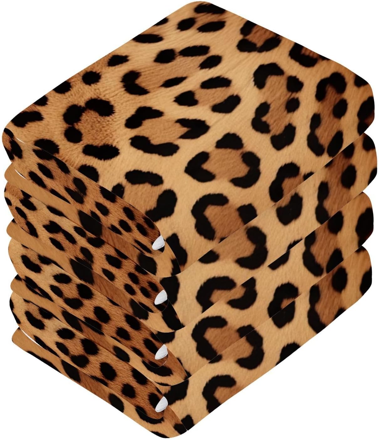 Xigua Leopard Print Washcloths - 2 Pack Soft Absorbent Face Towels