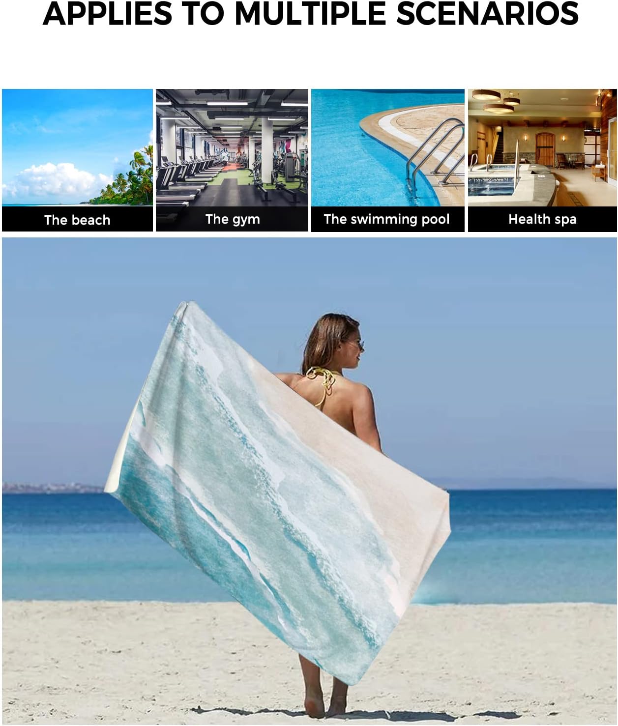 Seven Roses Microfiber Bath Towels Set - Nautical Soft for Beach Kitchen