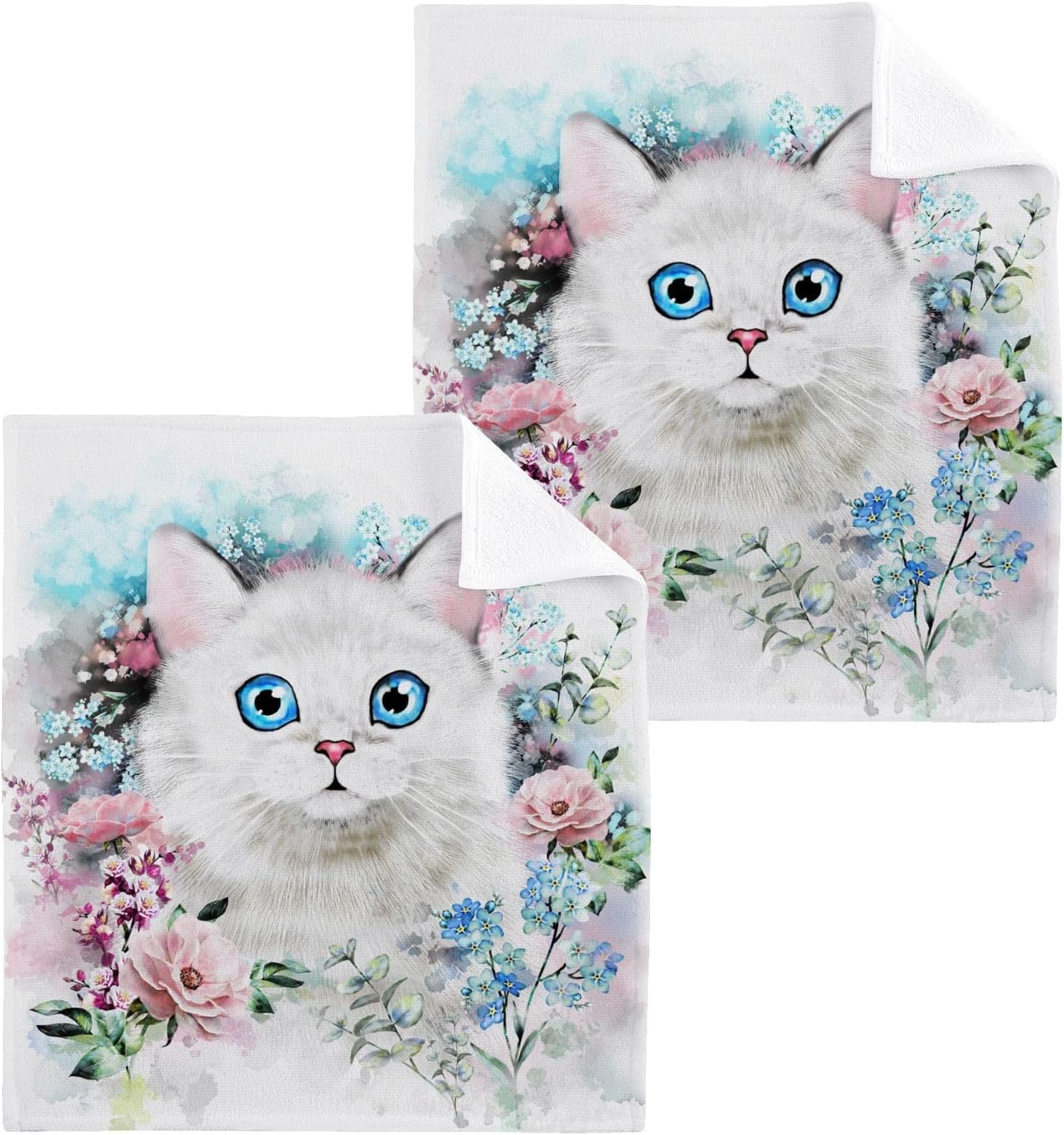 Cute Soft 12-inch Cotton Cat Towels for Home Travel