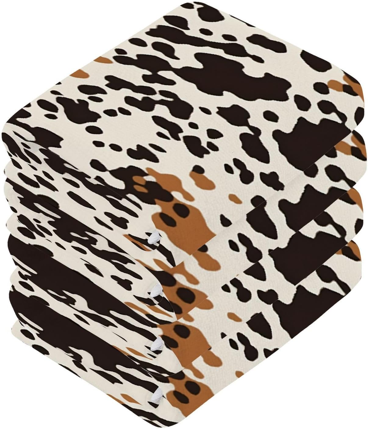 Natural Softness Brown Cow Print Washcloth for Face Hand