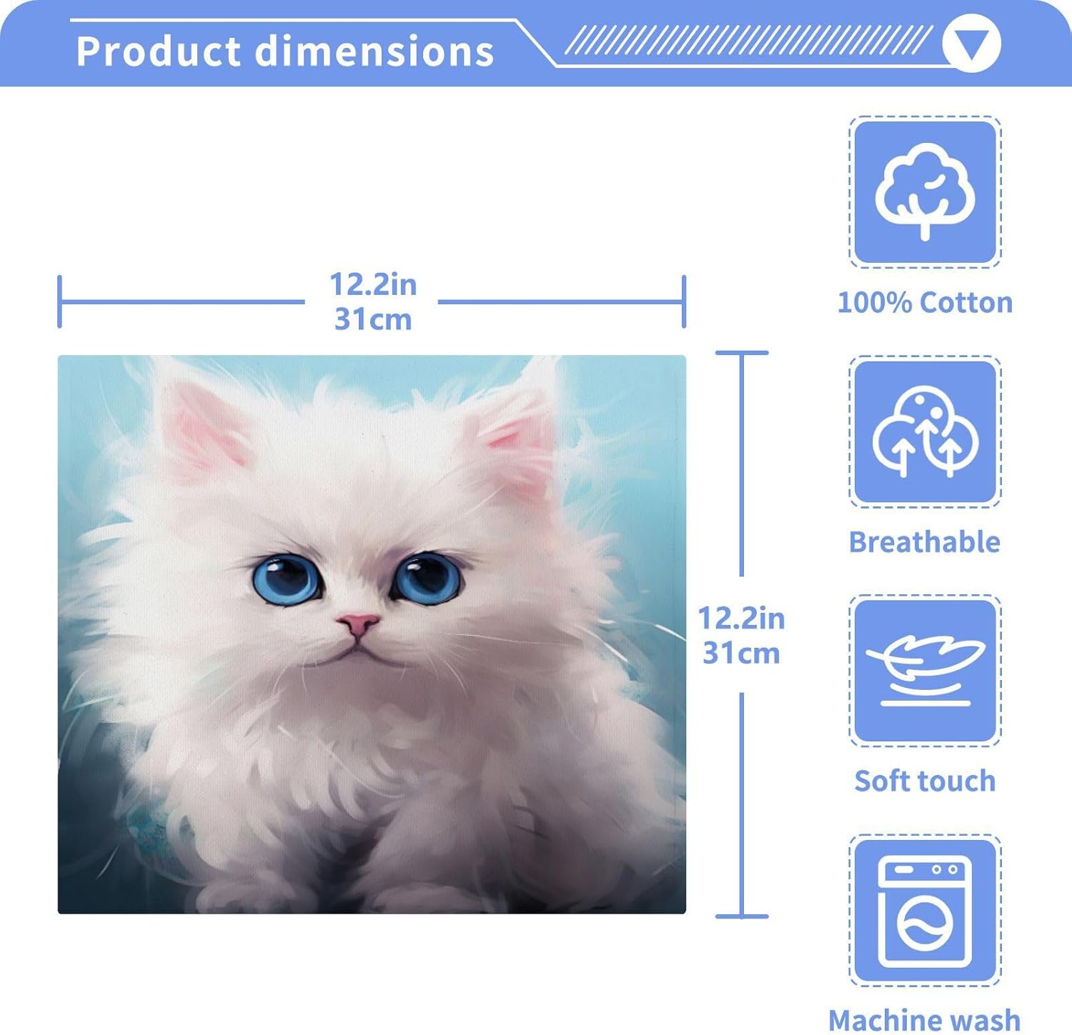 Kigai Cute Cat Washcloths Soft Quick-Dry Premium Face Towels