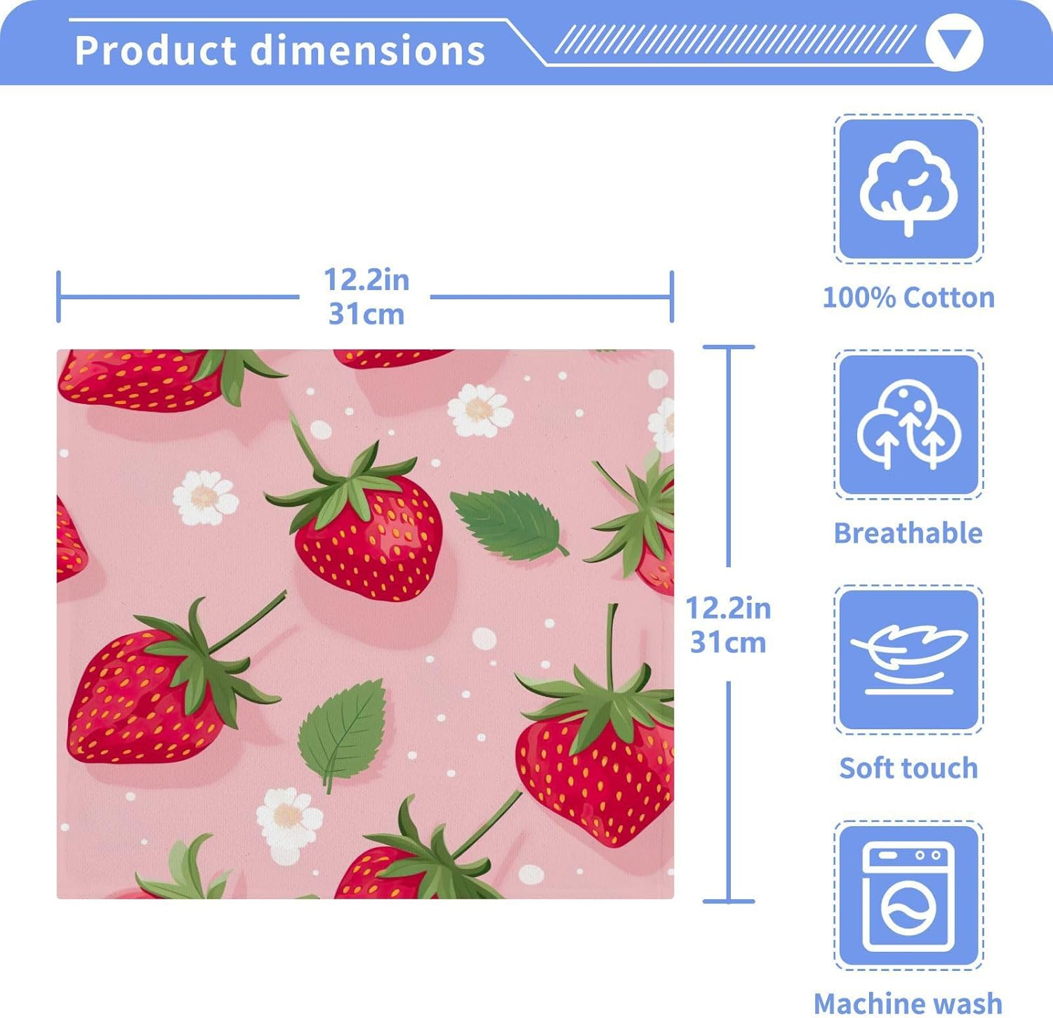 Strawberry Washcloth Set Perfect for Washdowns Soft Reusable Towels
