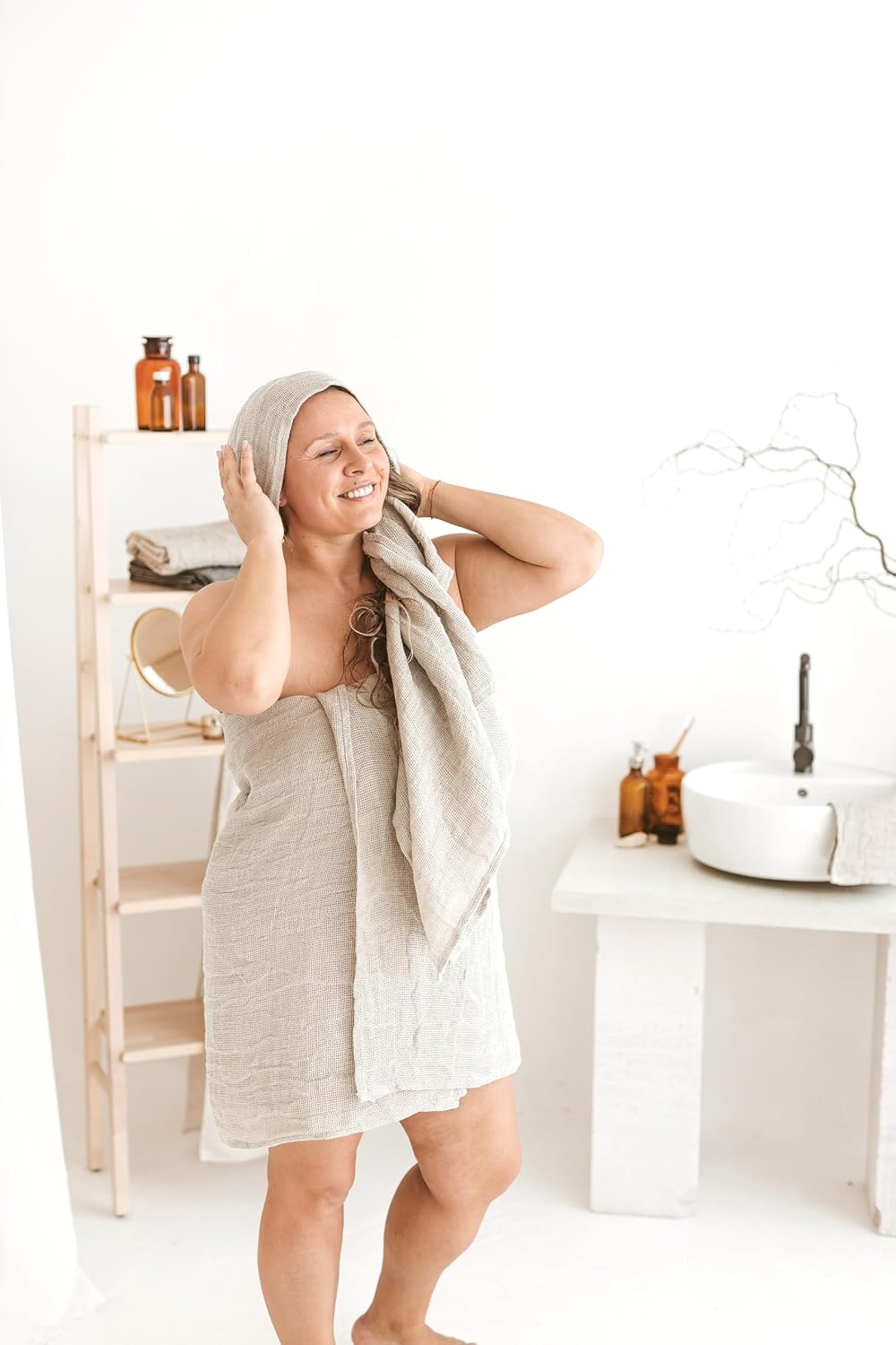 Luxurious Natural Linen Drying Towel For LongHair