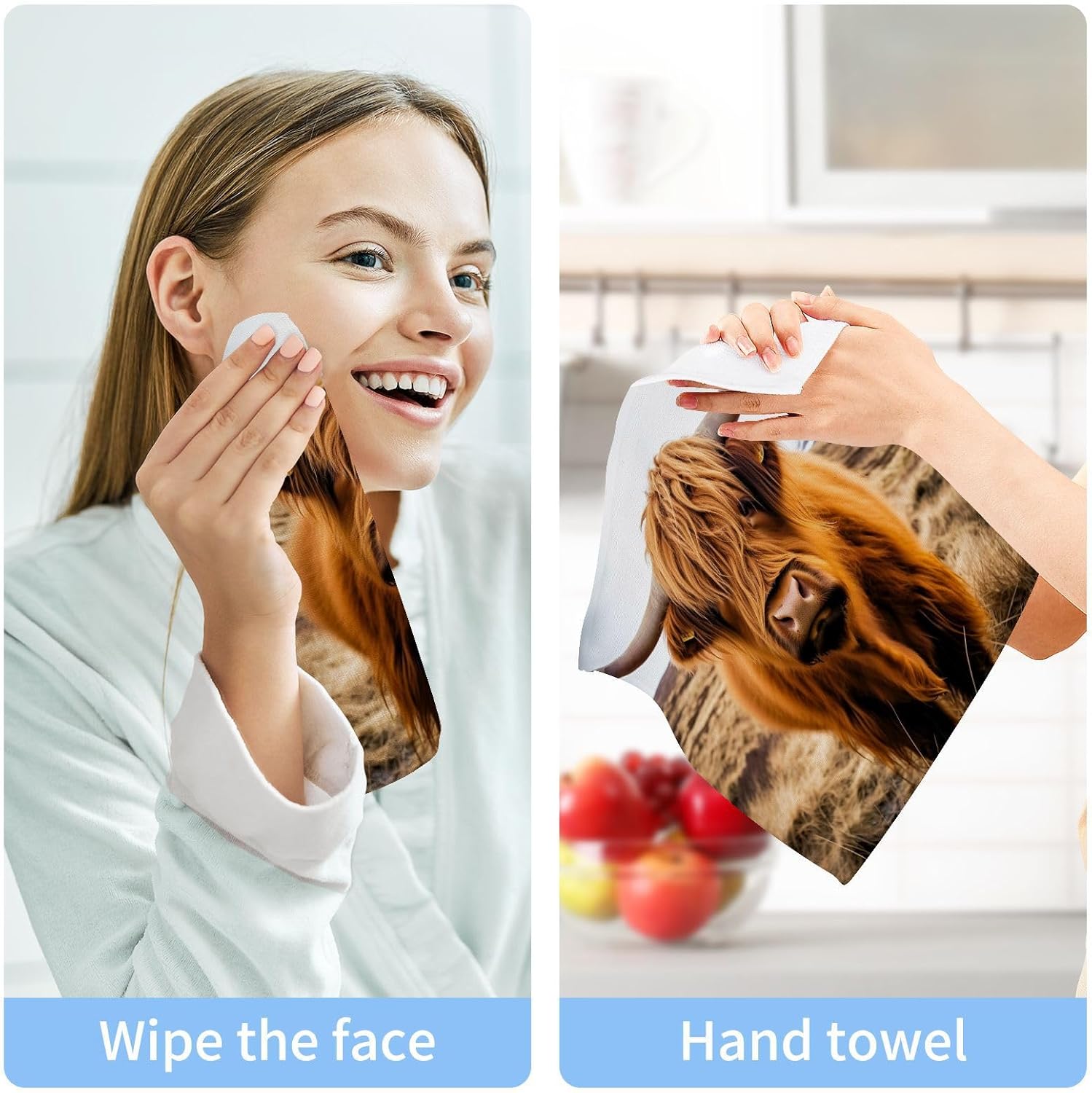 JUMBEAR Highland Cow Washcloths 2 Pack