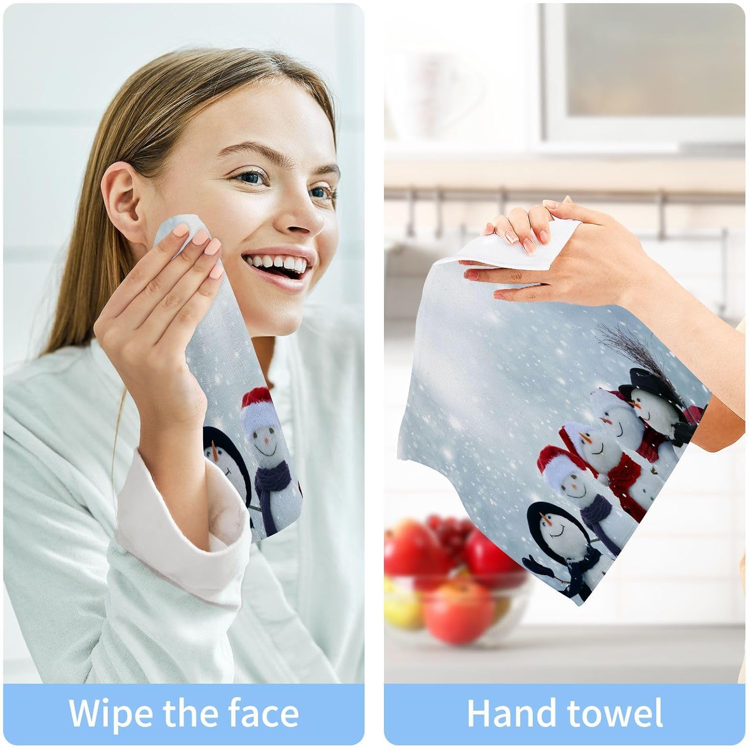 Cute Winter Snowman Towels Set for Bathroom Travel